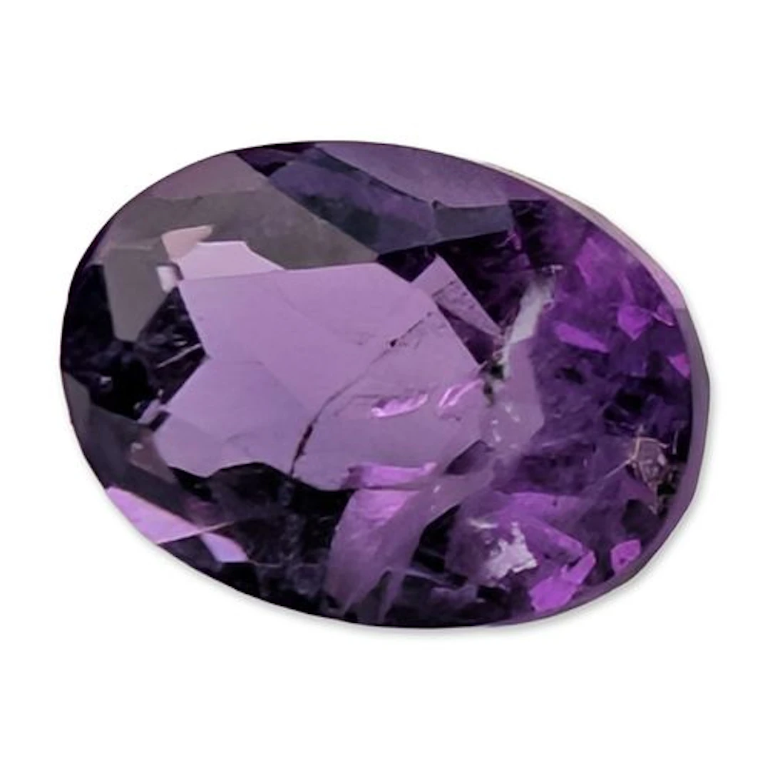 Oval Faceted Purple Amethyst Gemstone