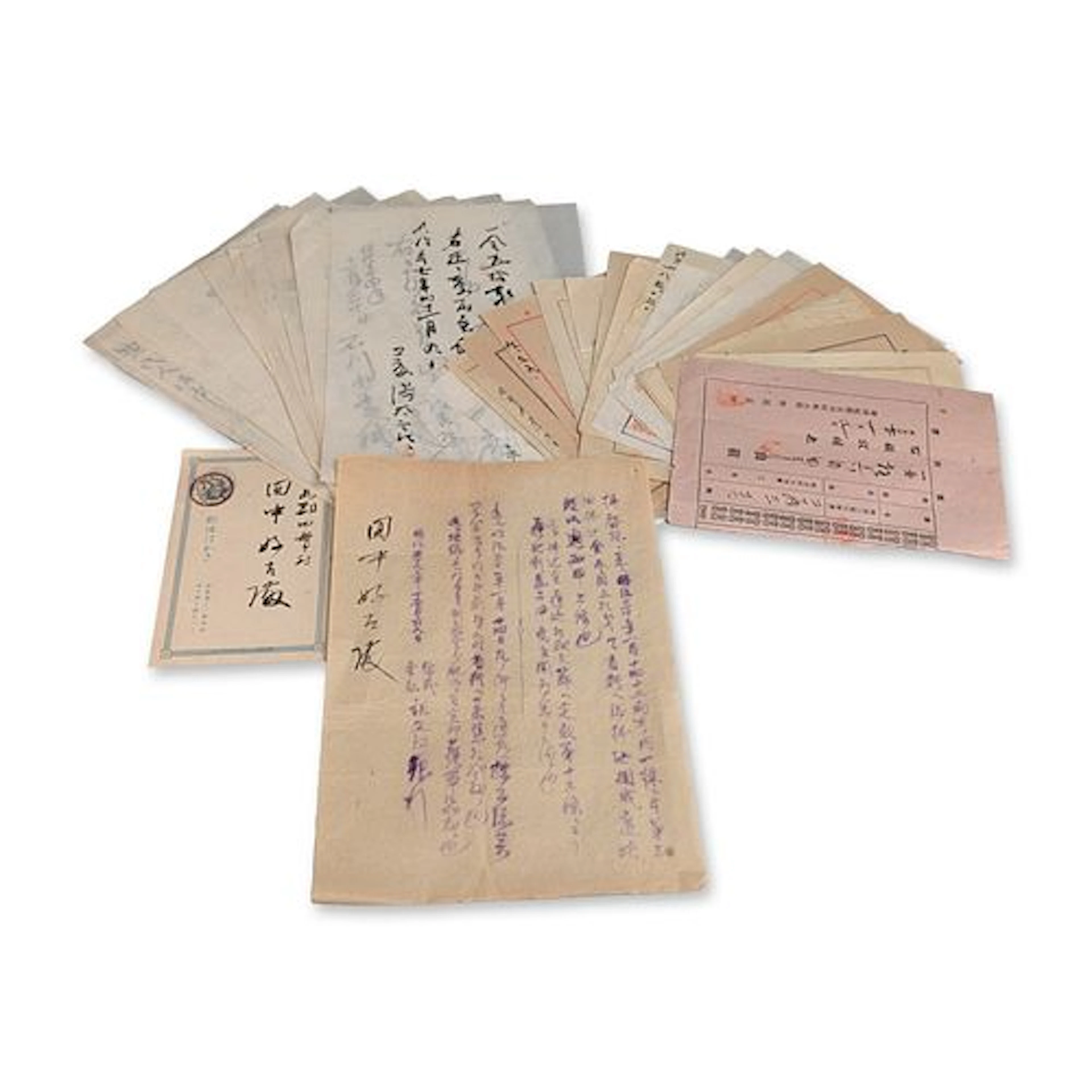 37 pc Collection of Late Meiji and Taisho Era Japanese Receipts and