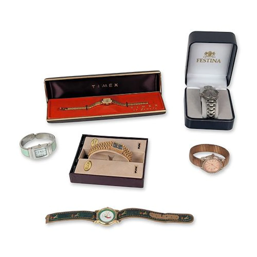 6pc Grouping of Timex, Elgin, and Festina Wristwatches