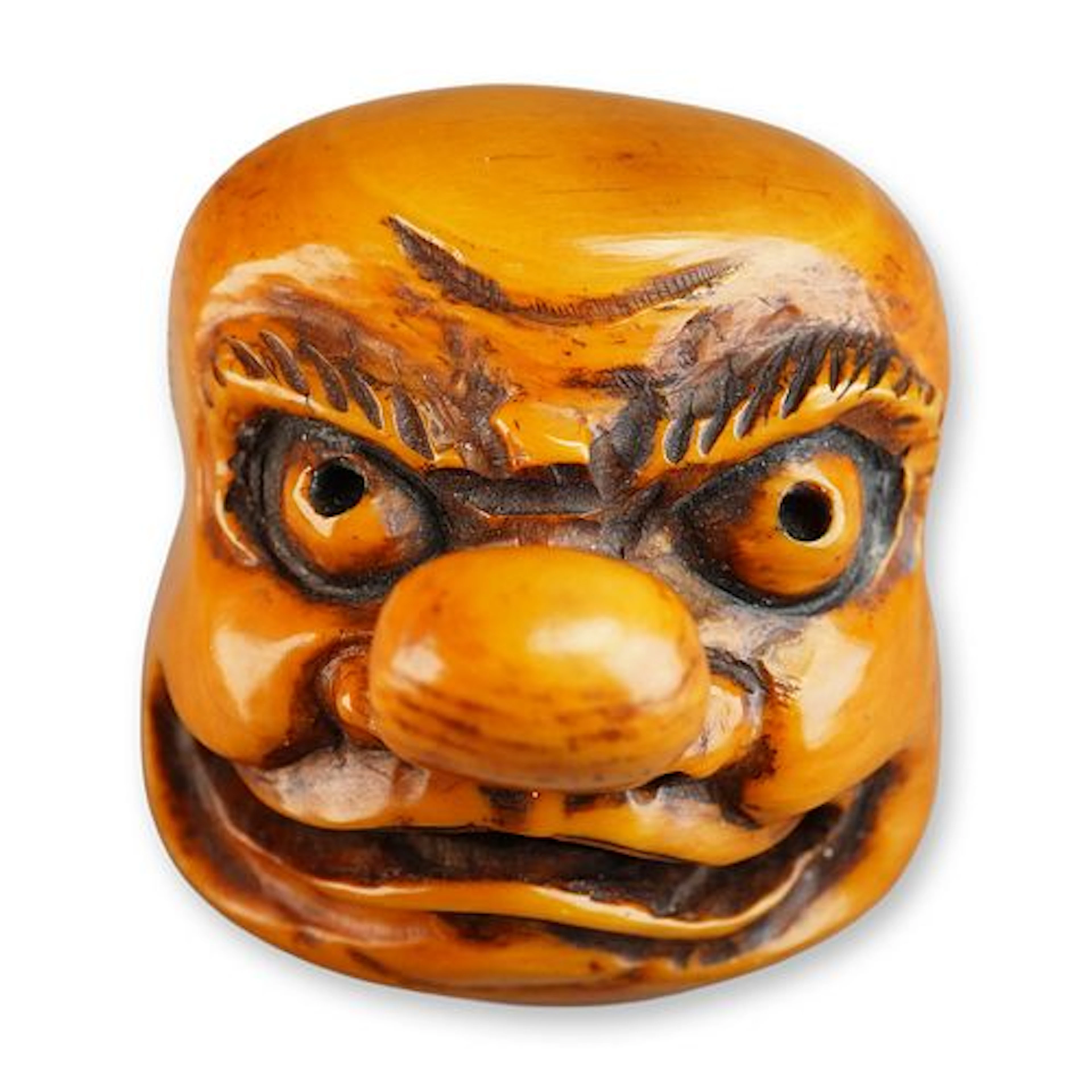 Boxwood Netsuke Signed Tengu Noh Mask
