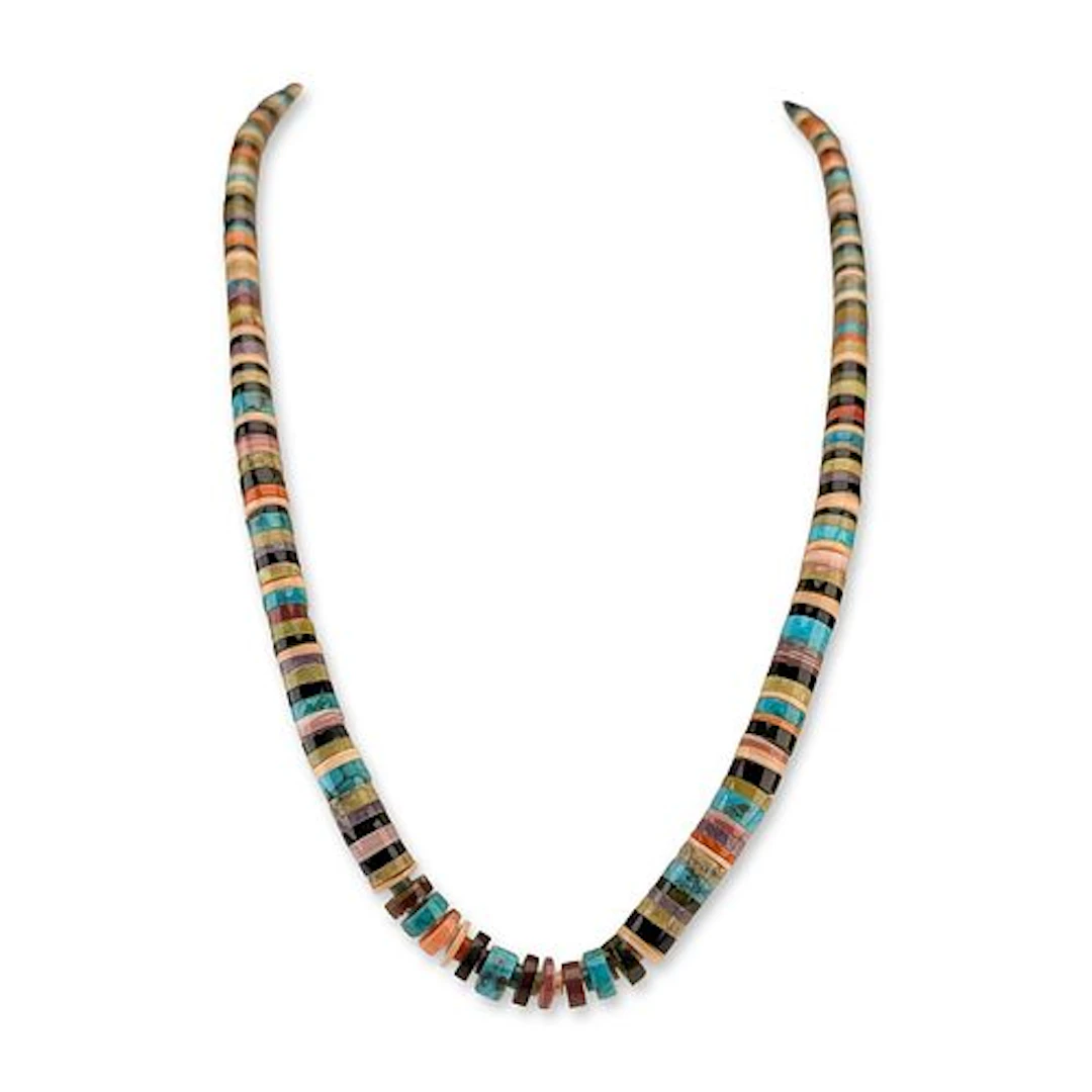 Southwestern Sterling Silver Multi-Stone Heishi Necklace