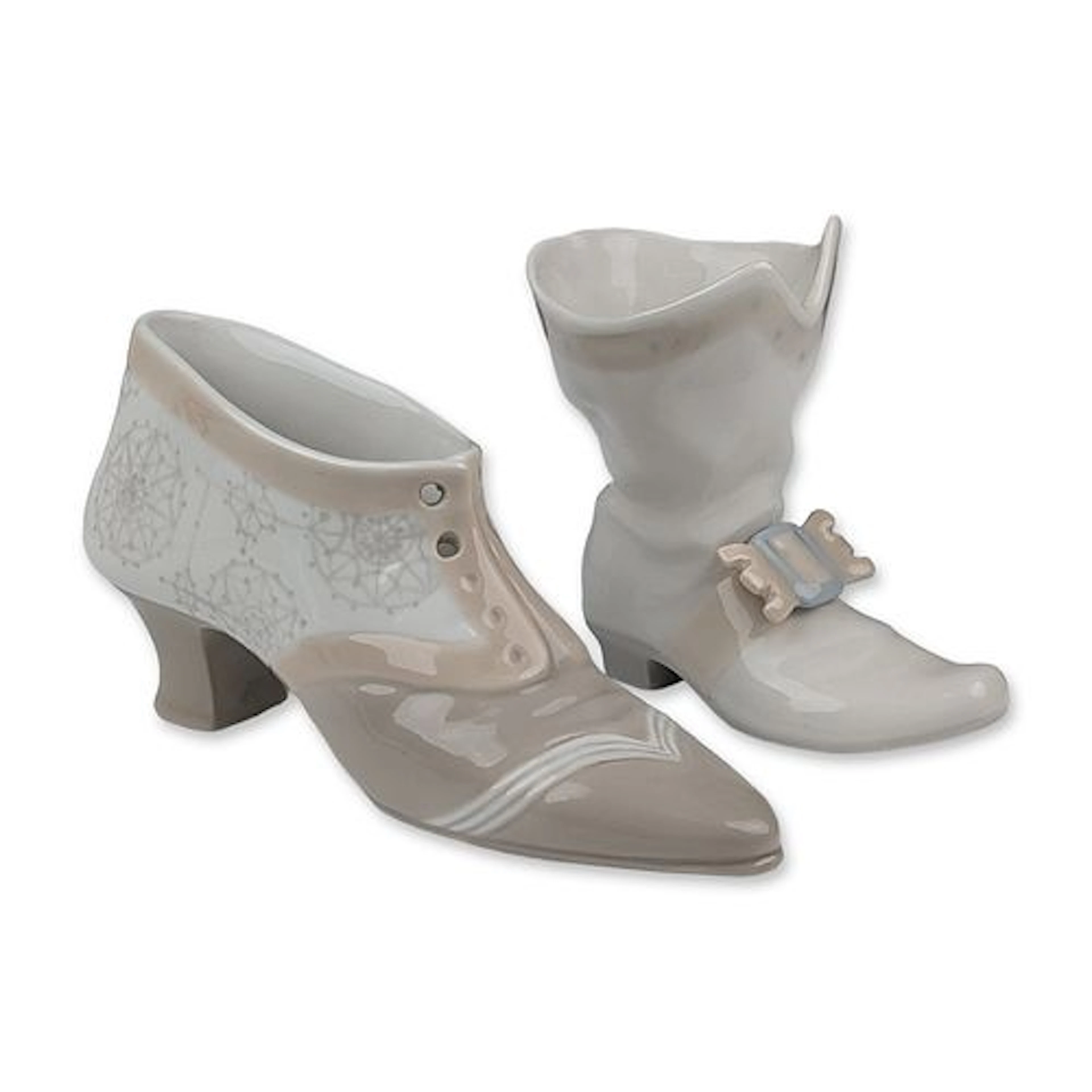 2pc Nao by Lladro Porcelain Shoe and Boot Figurine