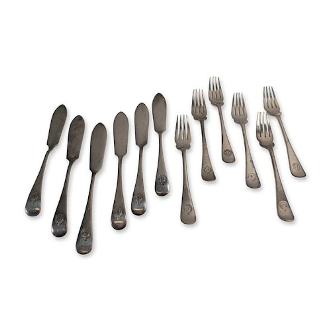 12pc Mappin and Webb Pacific Steam Navigation Company Silverplate Flatware