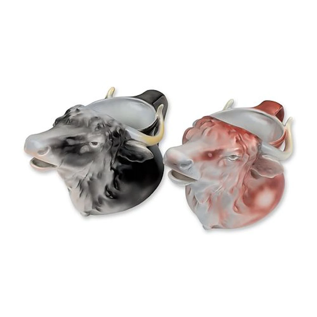 Pair of Royal Bayreuth Porcelain Bull Head Creamers