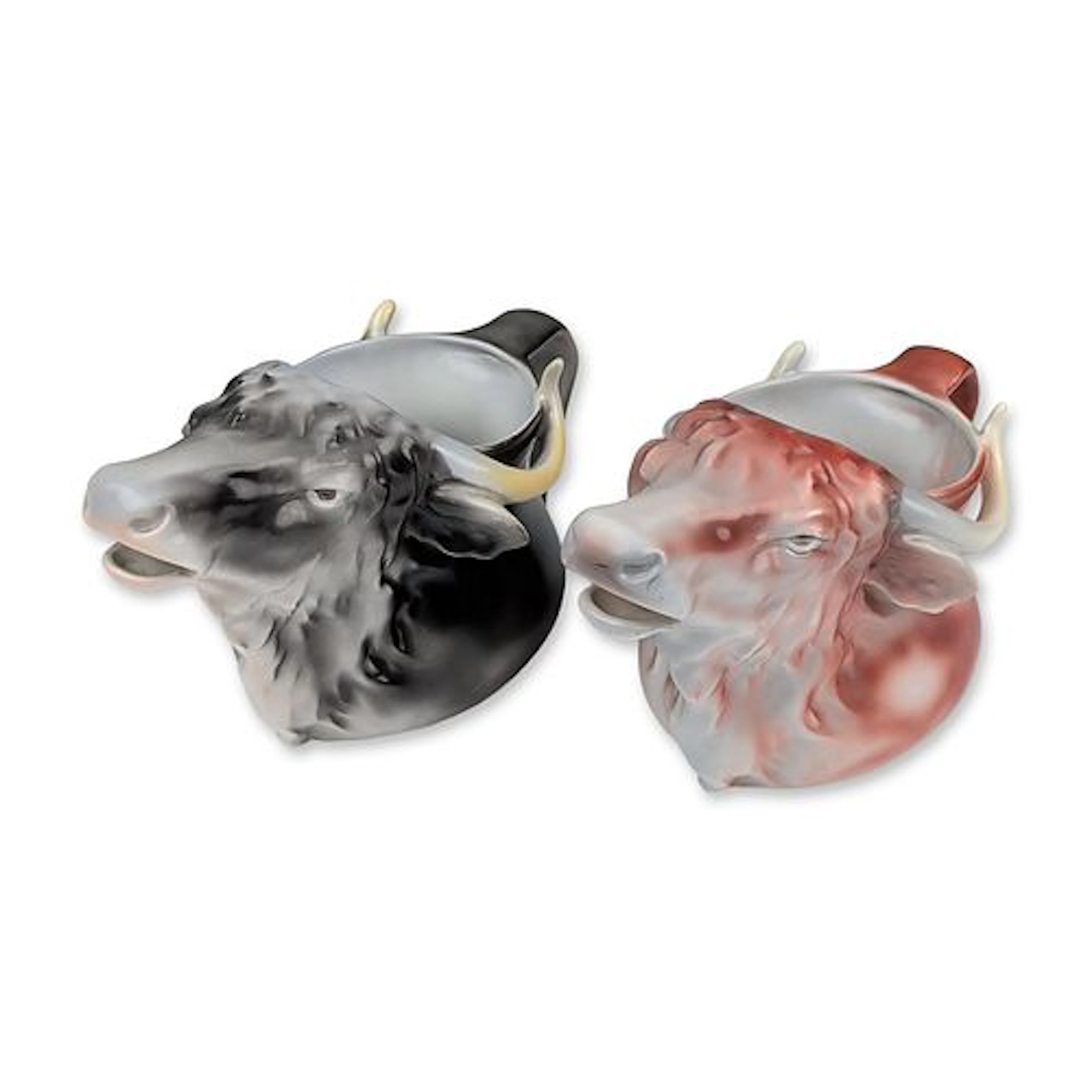 Pair of Royal Bayreuth Porcelain Bull Head Creamers