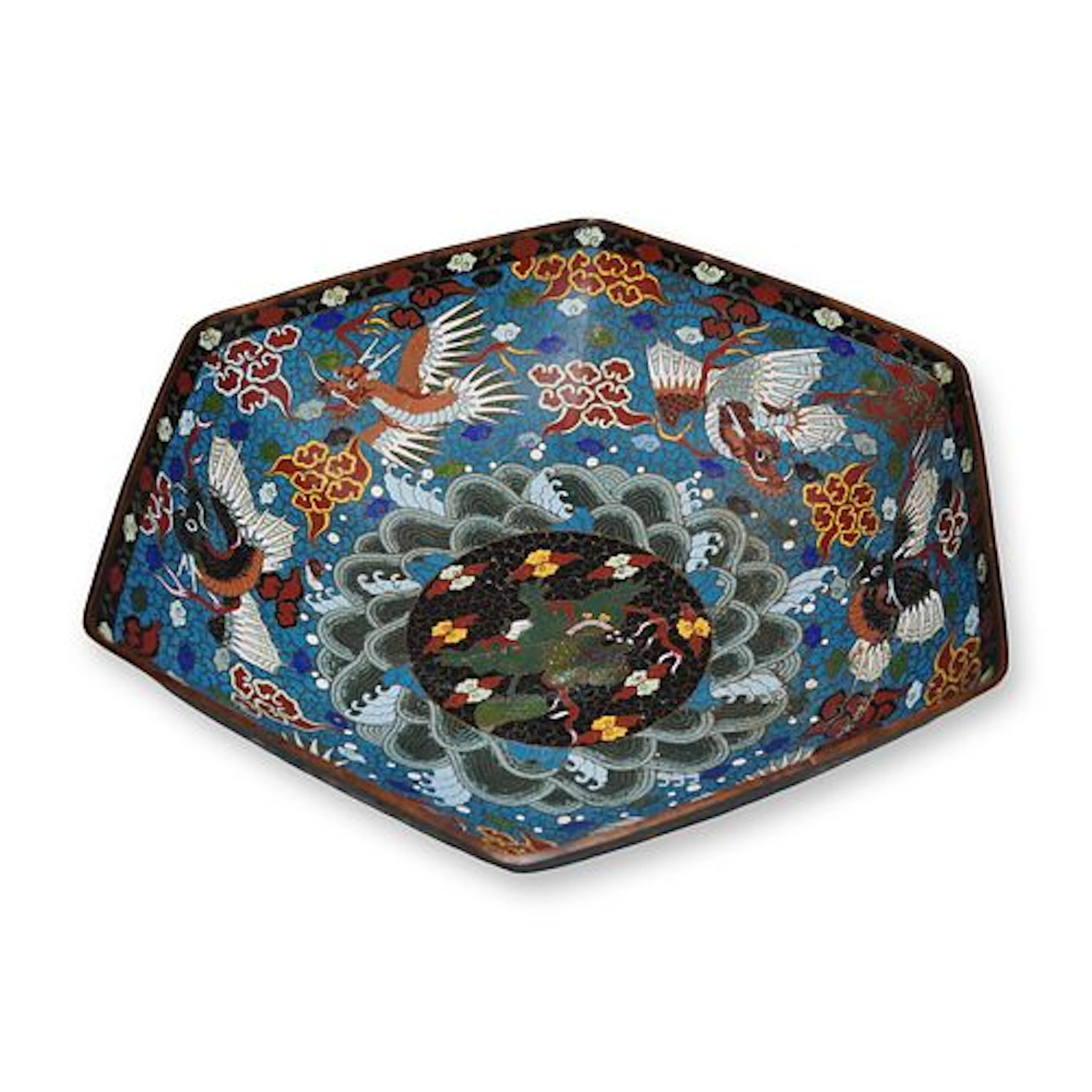 Japanese Cloisonne Bowl Lions and Dragons