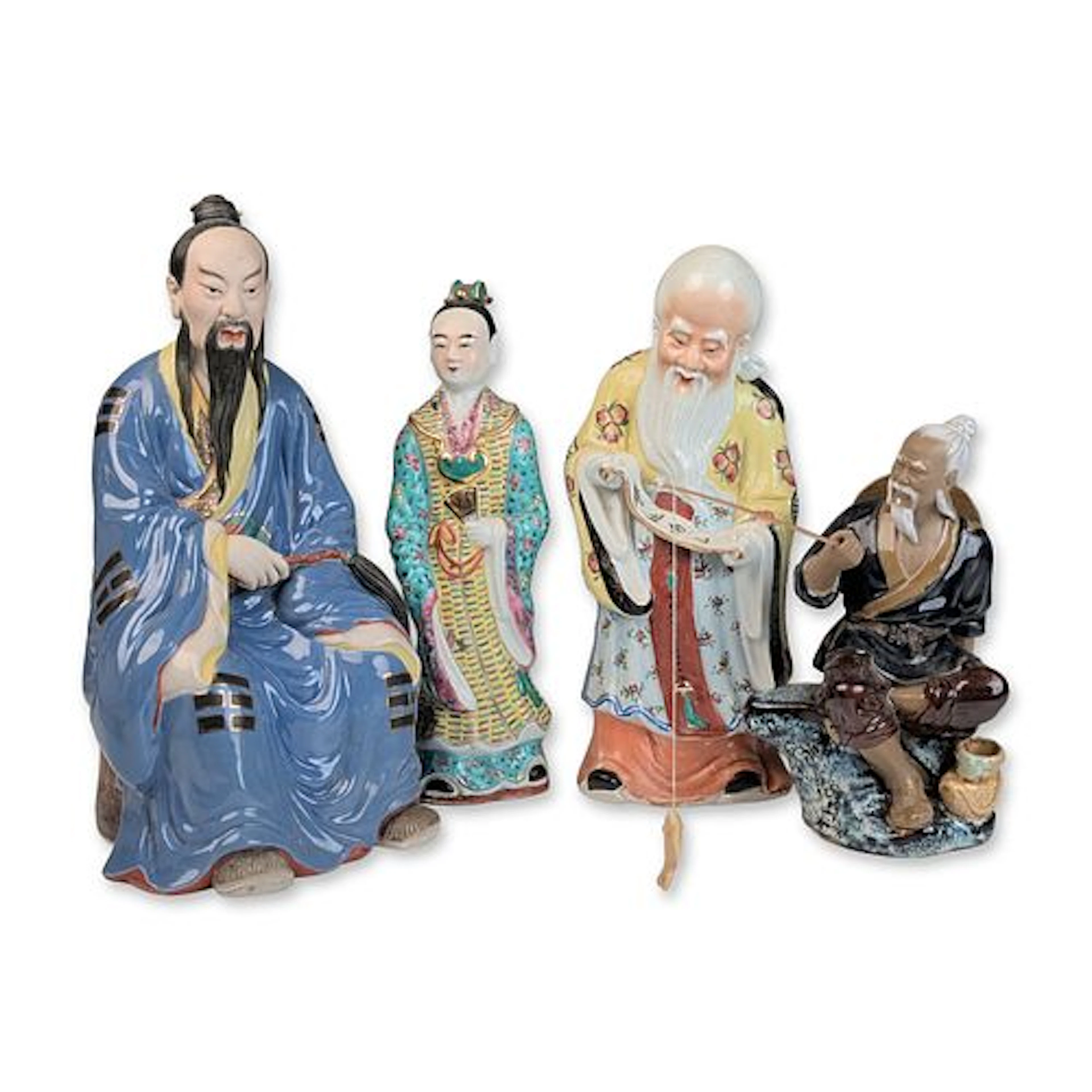 4pc Collection of Chinese Polychrome Porcelain Figurines