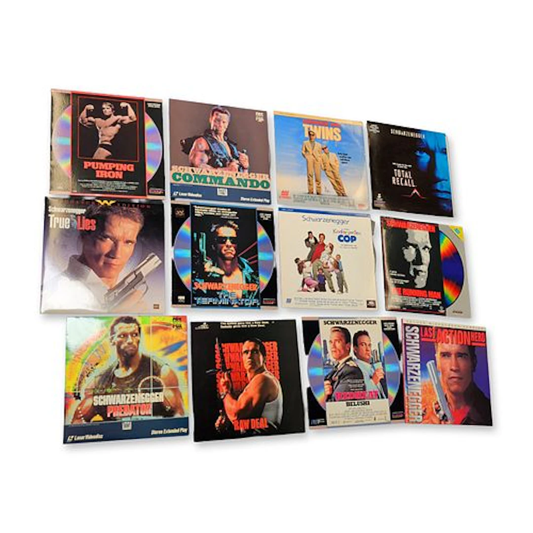 A Collection of Twelve LaserDisc Movies Featuring Arnold Schwarzenegger