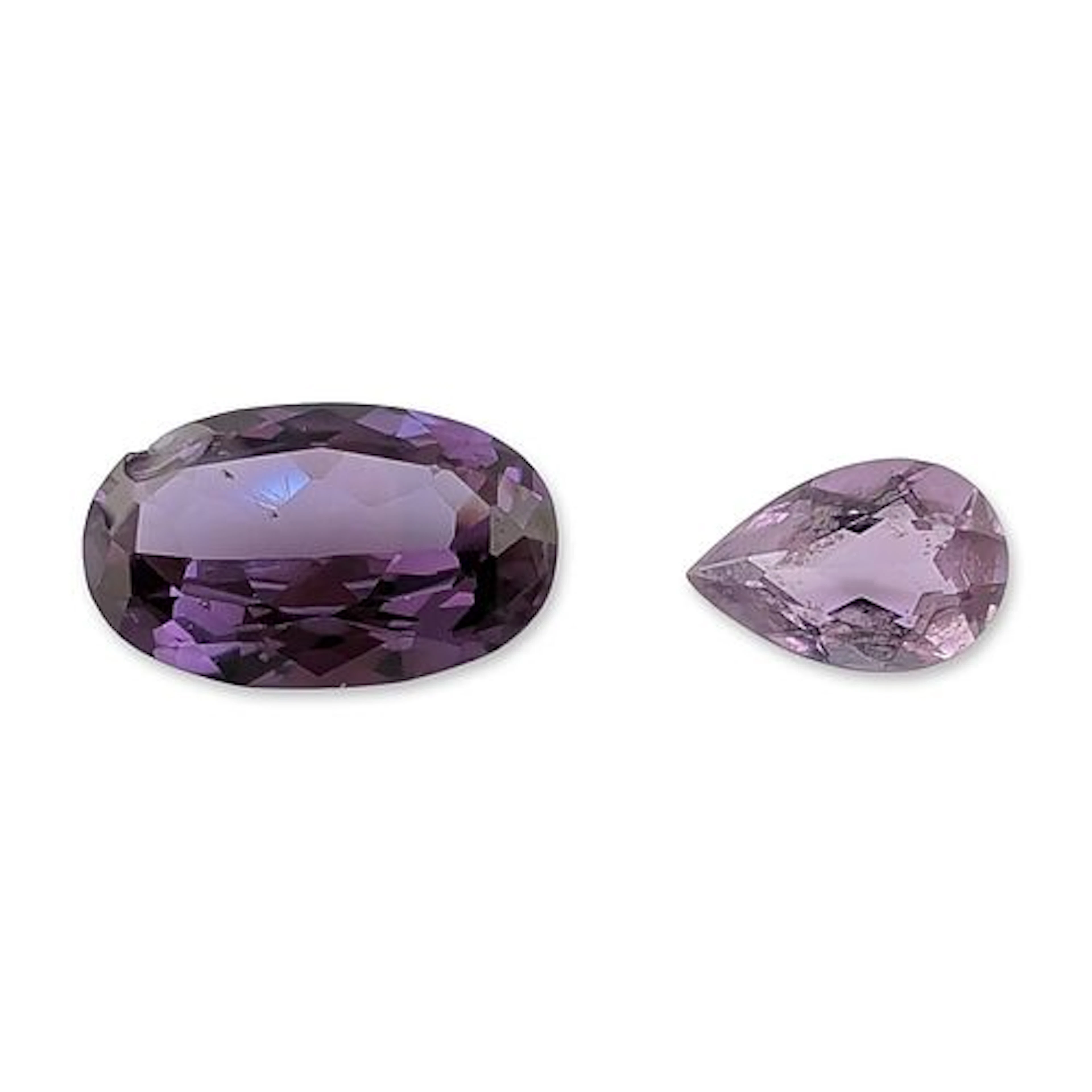 2pc Loose Faceted Purple Sapphire and Amethyst Gemstones