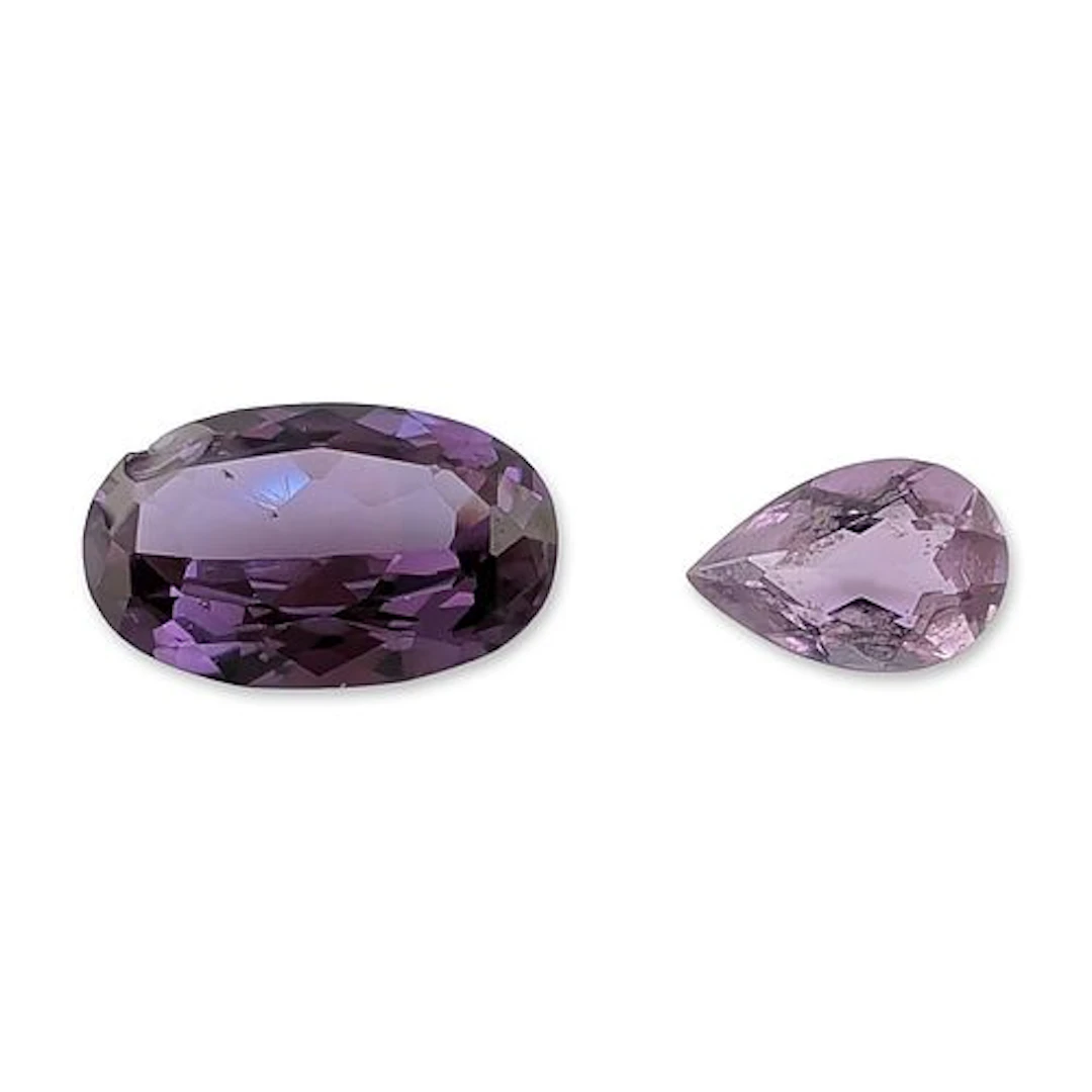 2pc Loose Faceted Purple Sapphire and Amethyst Gemstones