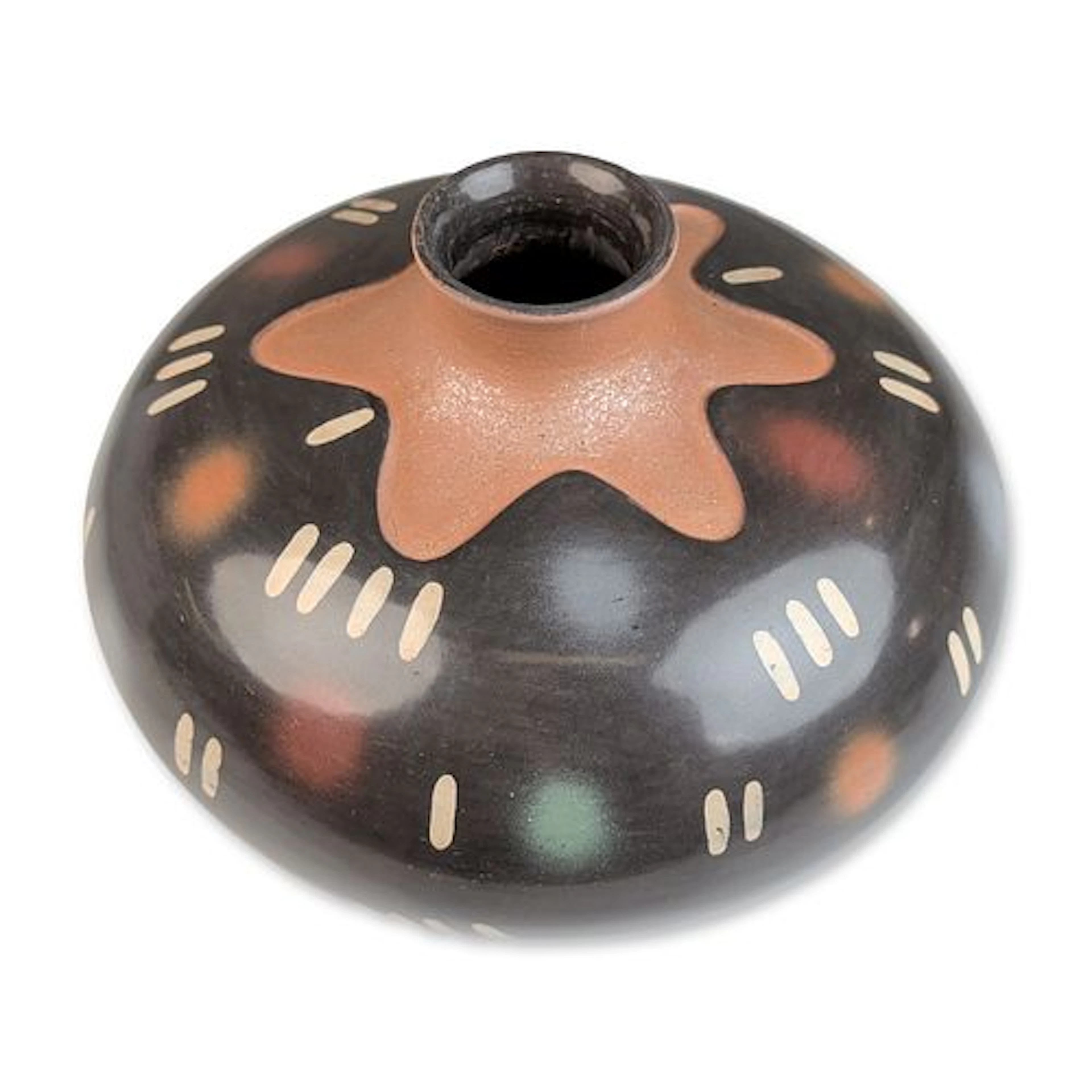 Lucho Soler (Peruvian, 20th century) Multicolored Earthenware Vessel, Signed