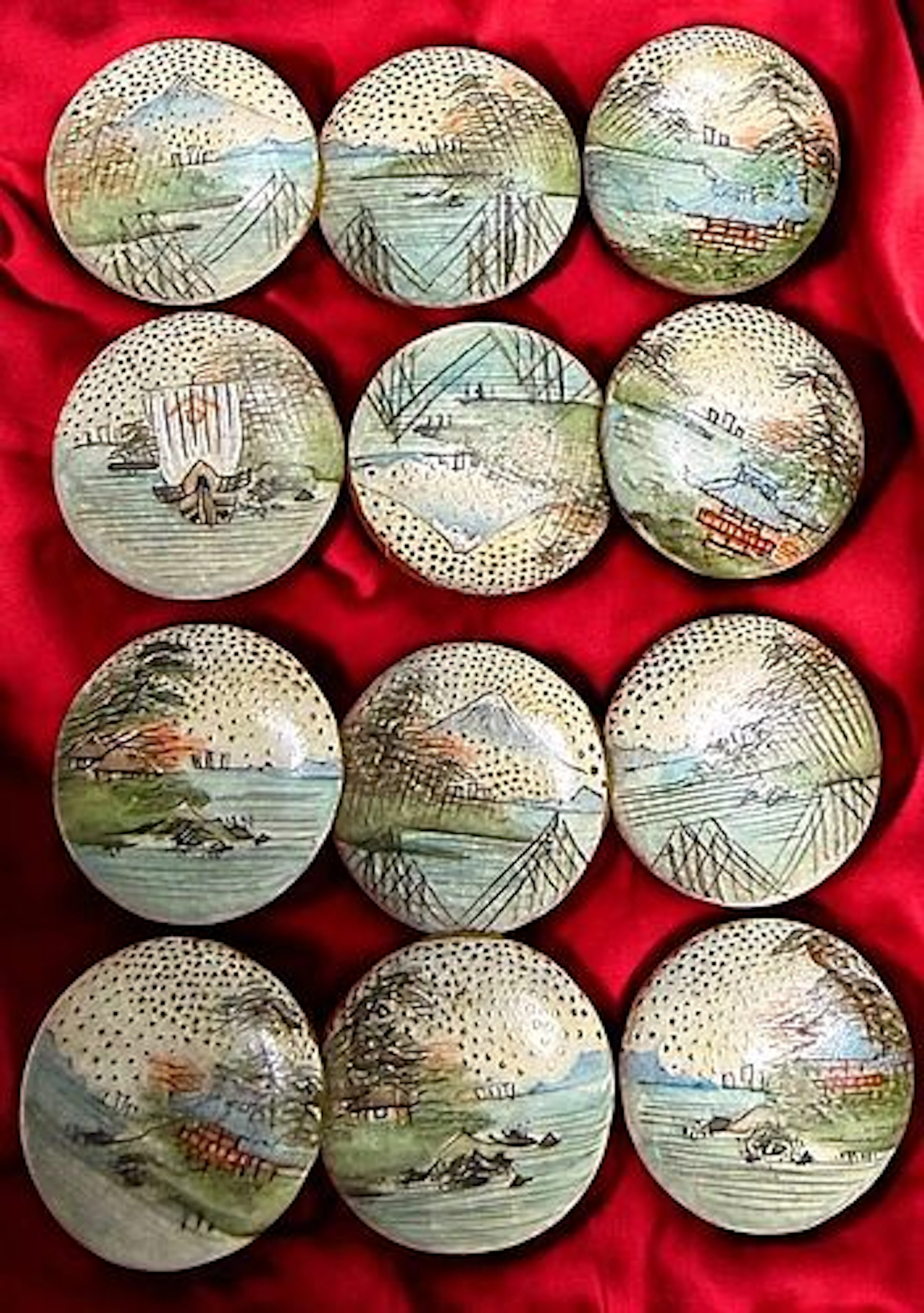 A SET OF UNUSUAL DIVISION ONE JAPANESE CERAMIC BUTTONS
