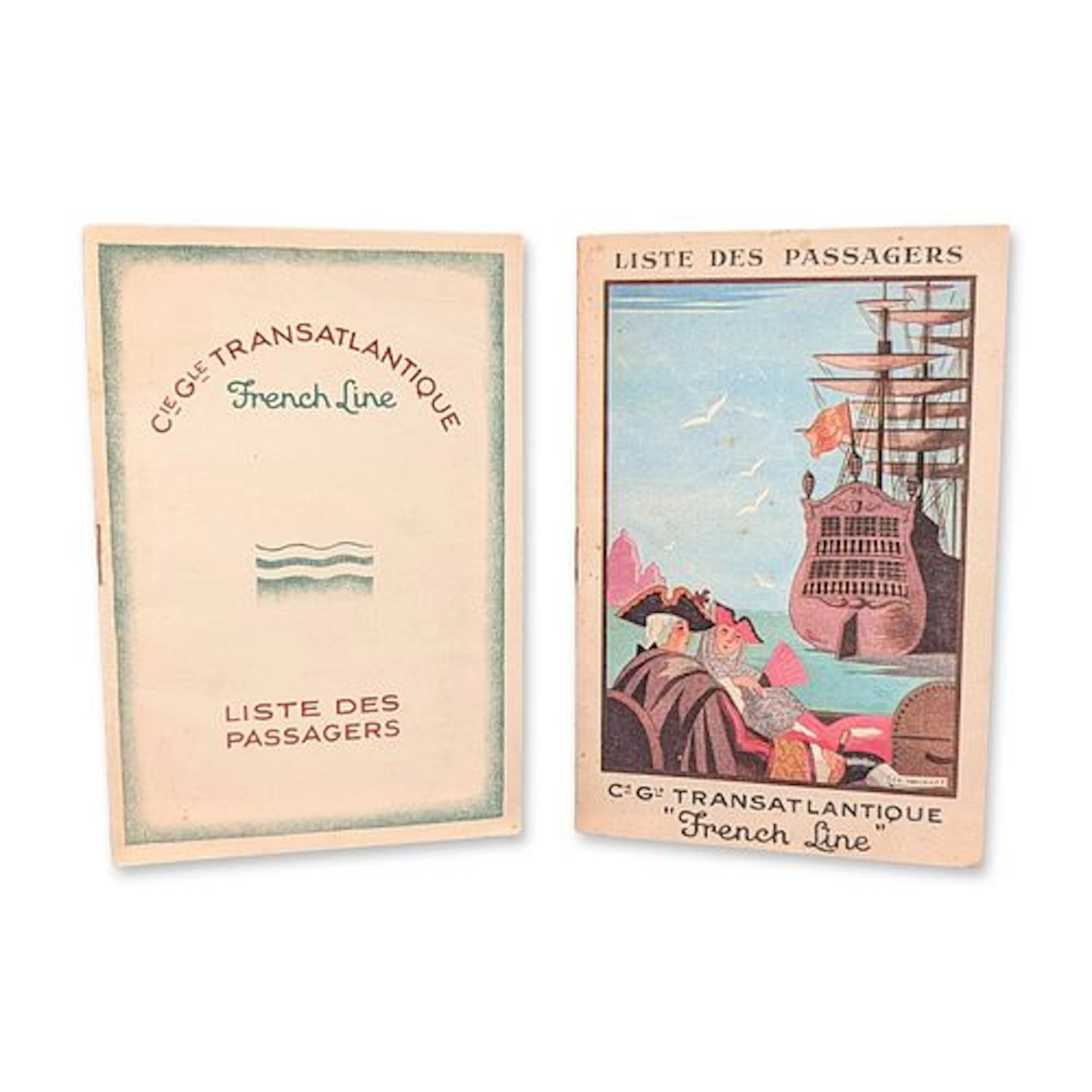 2pc Compagnie Generale Transatlantique French Line S.S. Ile-de-France