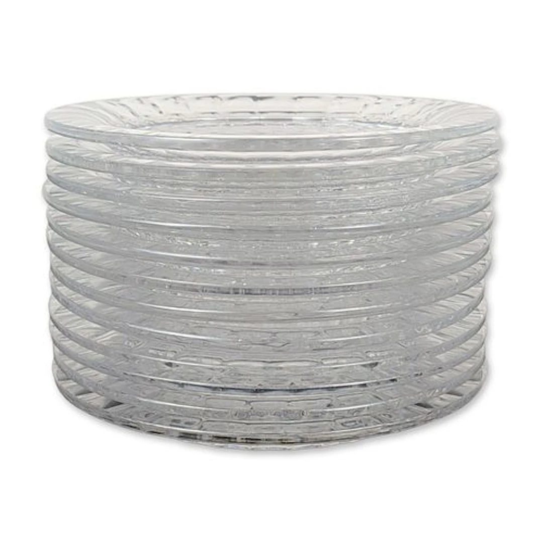 12pc Val Saint Lambert Clear Crystal Dessert Plates Set