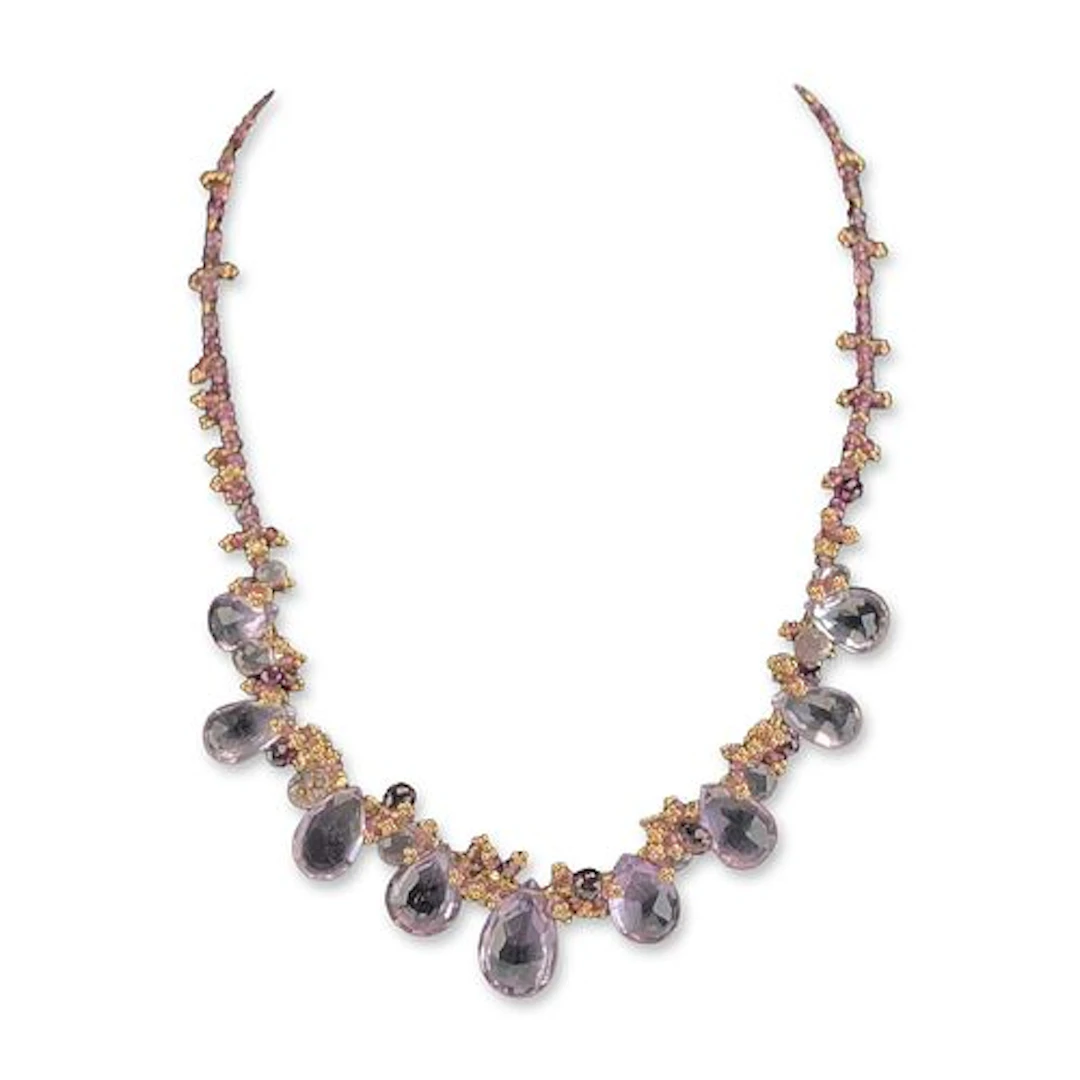 Amethyst Multi-shape 18K Yellow Gold Fringe Necklace