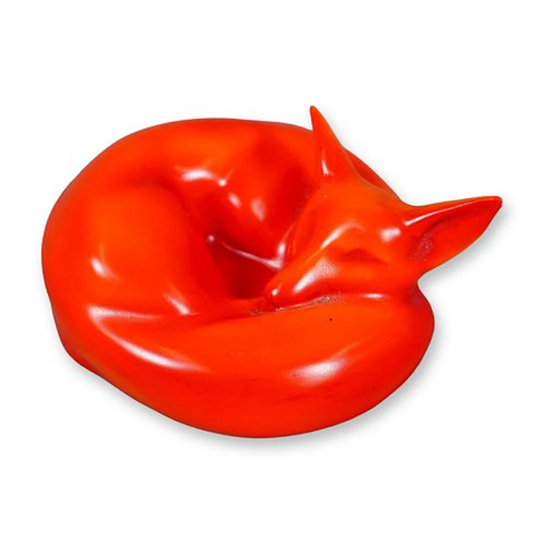 Rare Royal Doulton Red Experimental Glaze Figurine, Fox Curled HN147D