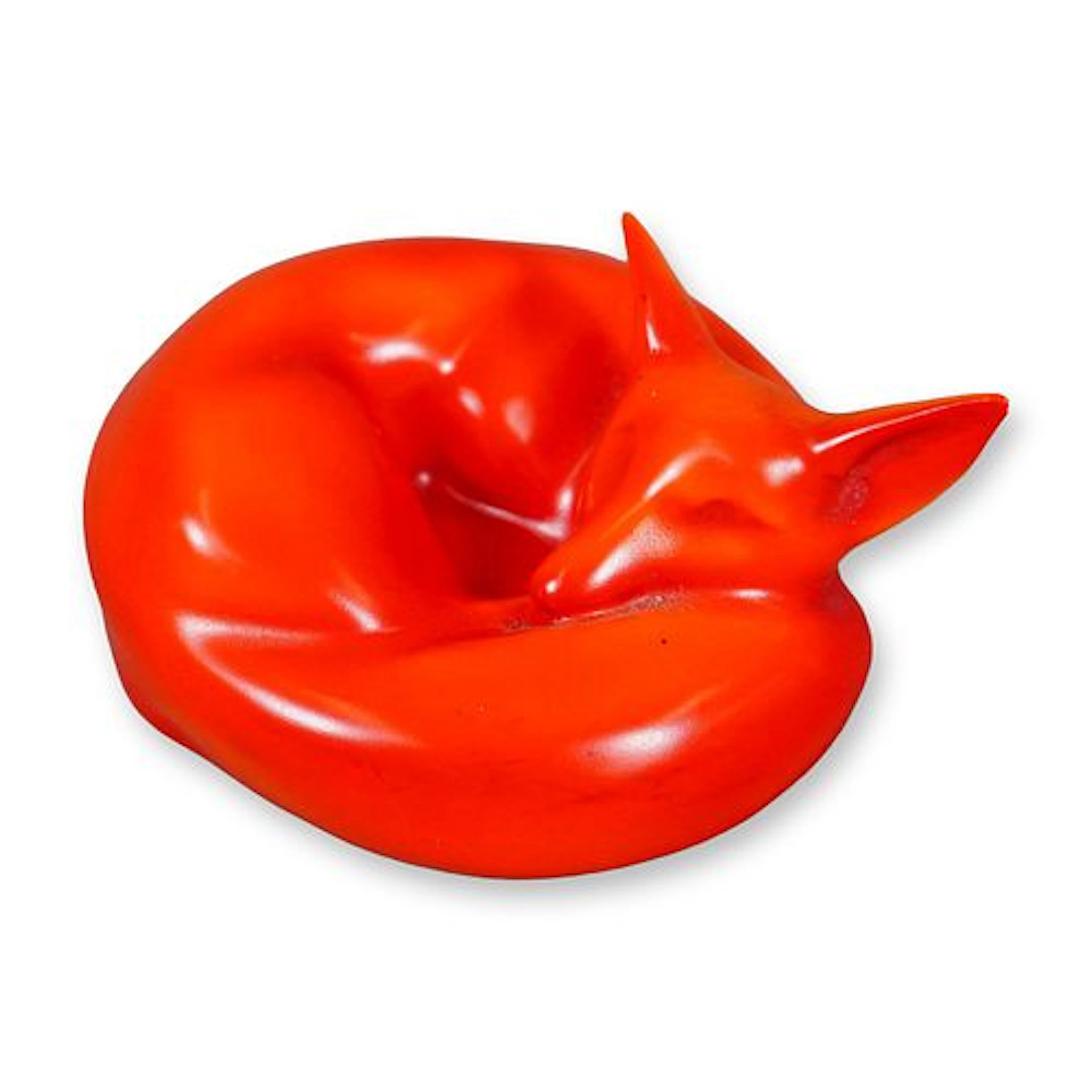 Rare Royal Doulton Red Experimental Glaze Figurine, Fox Curled HN147D