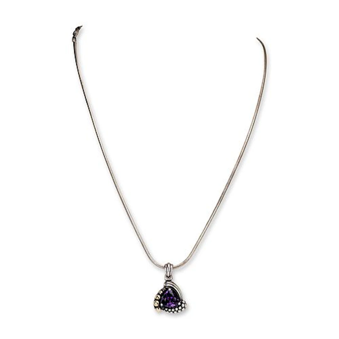 Lagos Sterling Silver and 18K Gold Amethyst Necklace