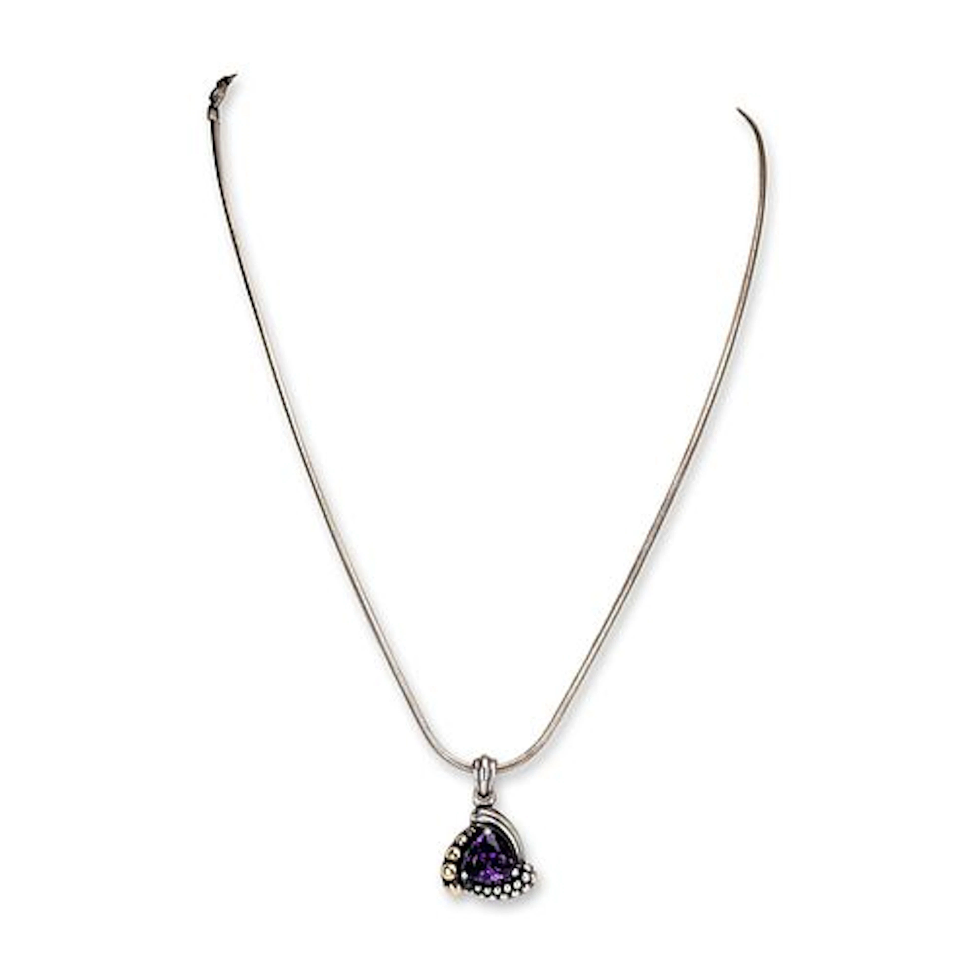 Lagos Sterling Silver and 18K Gold Amethyst Necklace