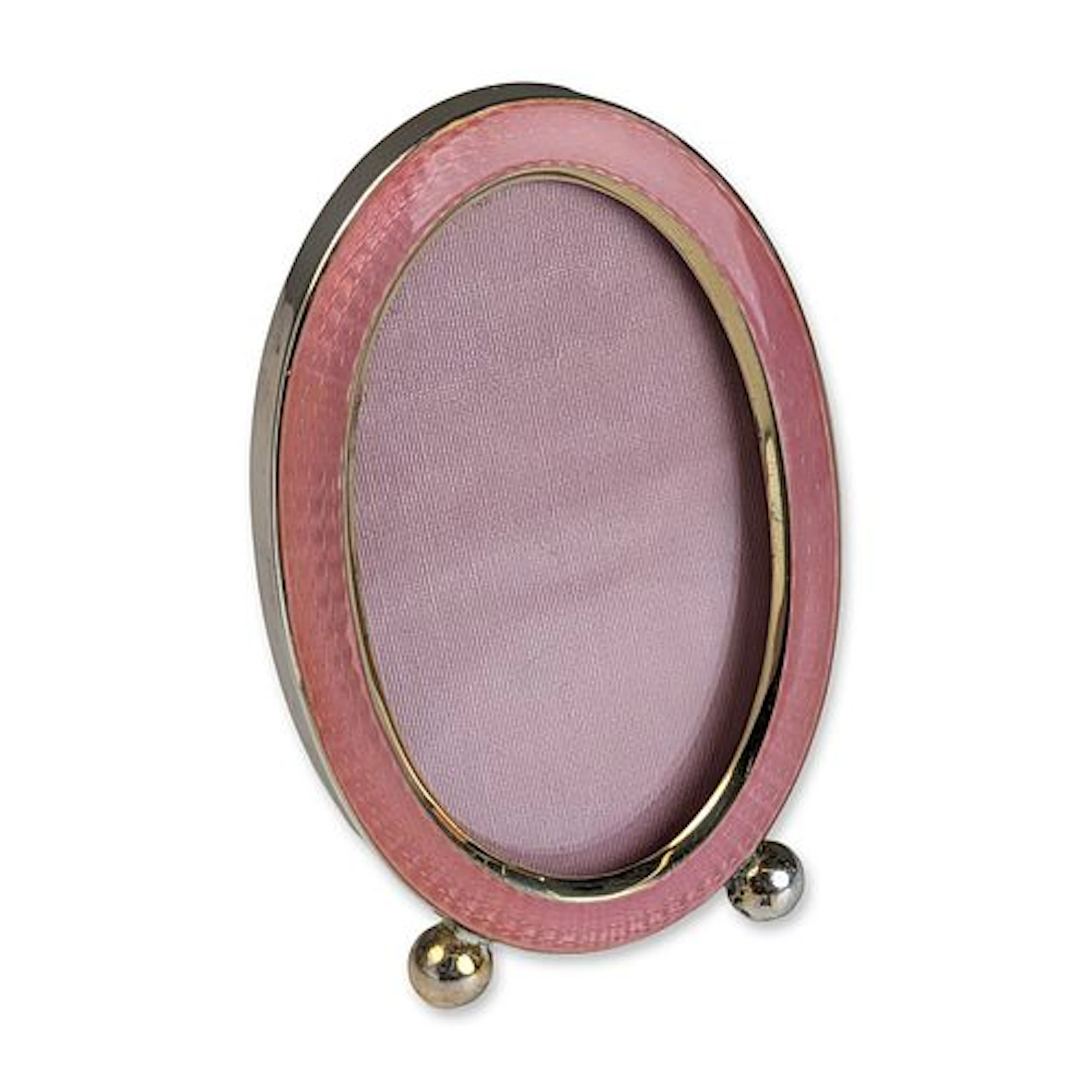 Sterling Silver and Pink Guilloche Enamel Miniature Photo Frame