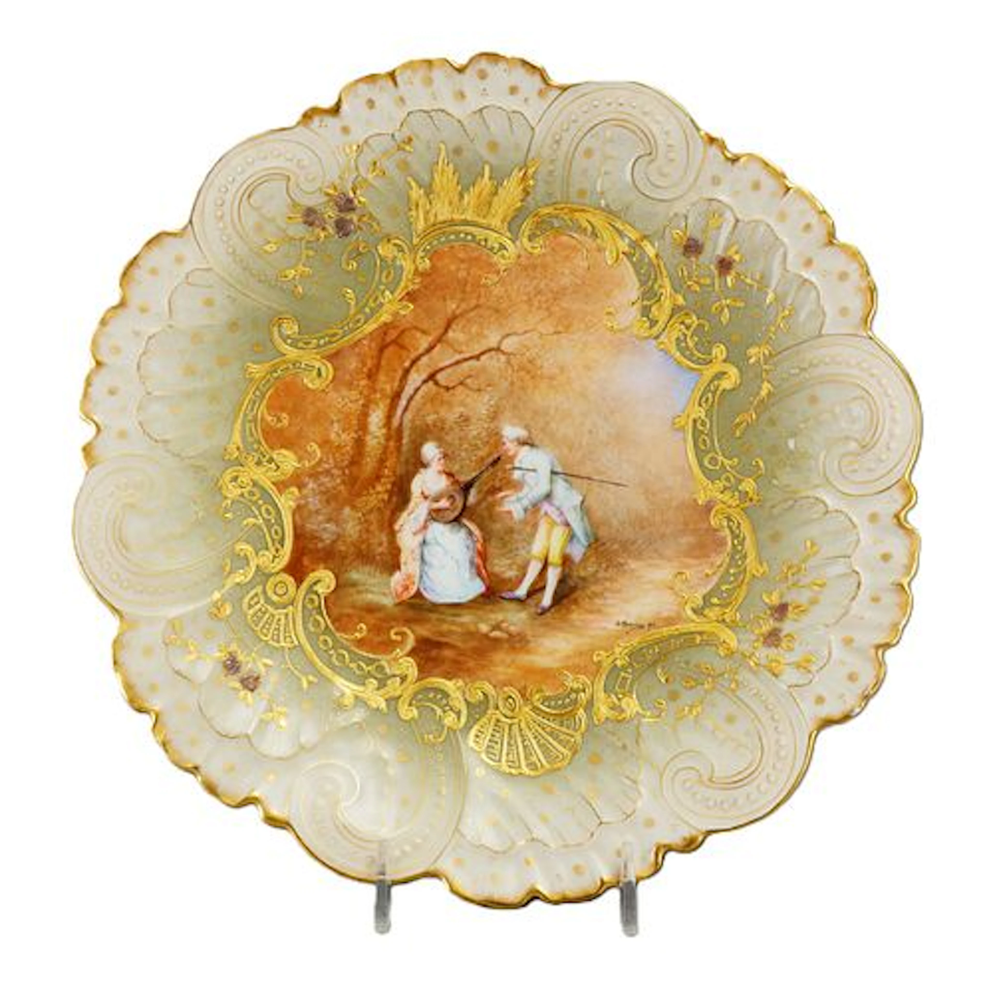 Mansard Paris Belle Epoque Hand-Painted Rococo Revival Cabinet Plate