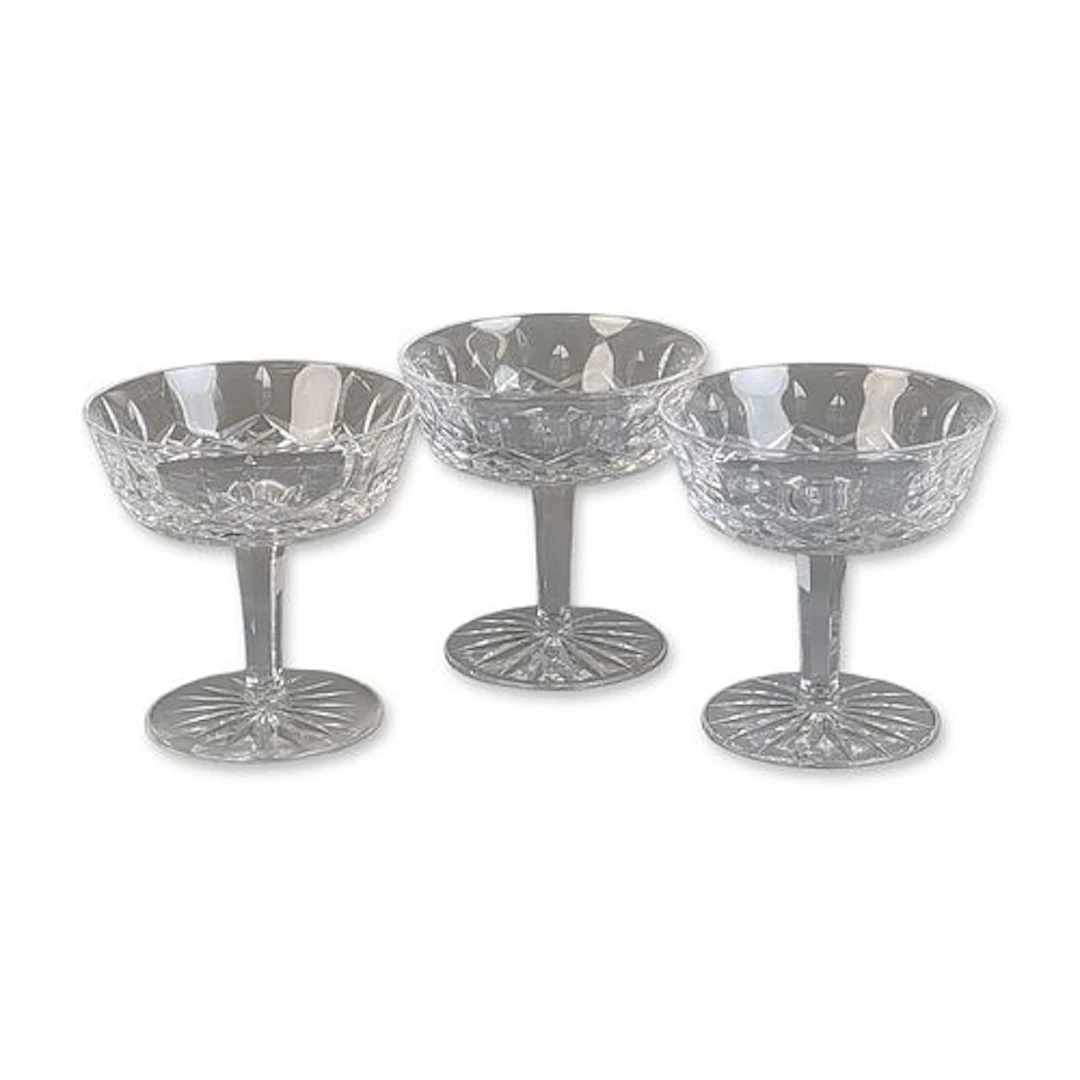3pc Waterford Crystal Champagne Coupes, Lismore