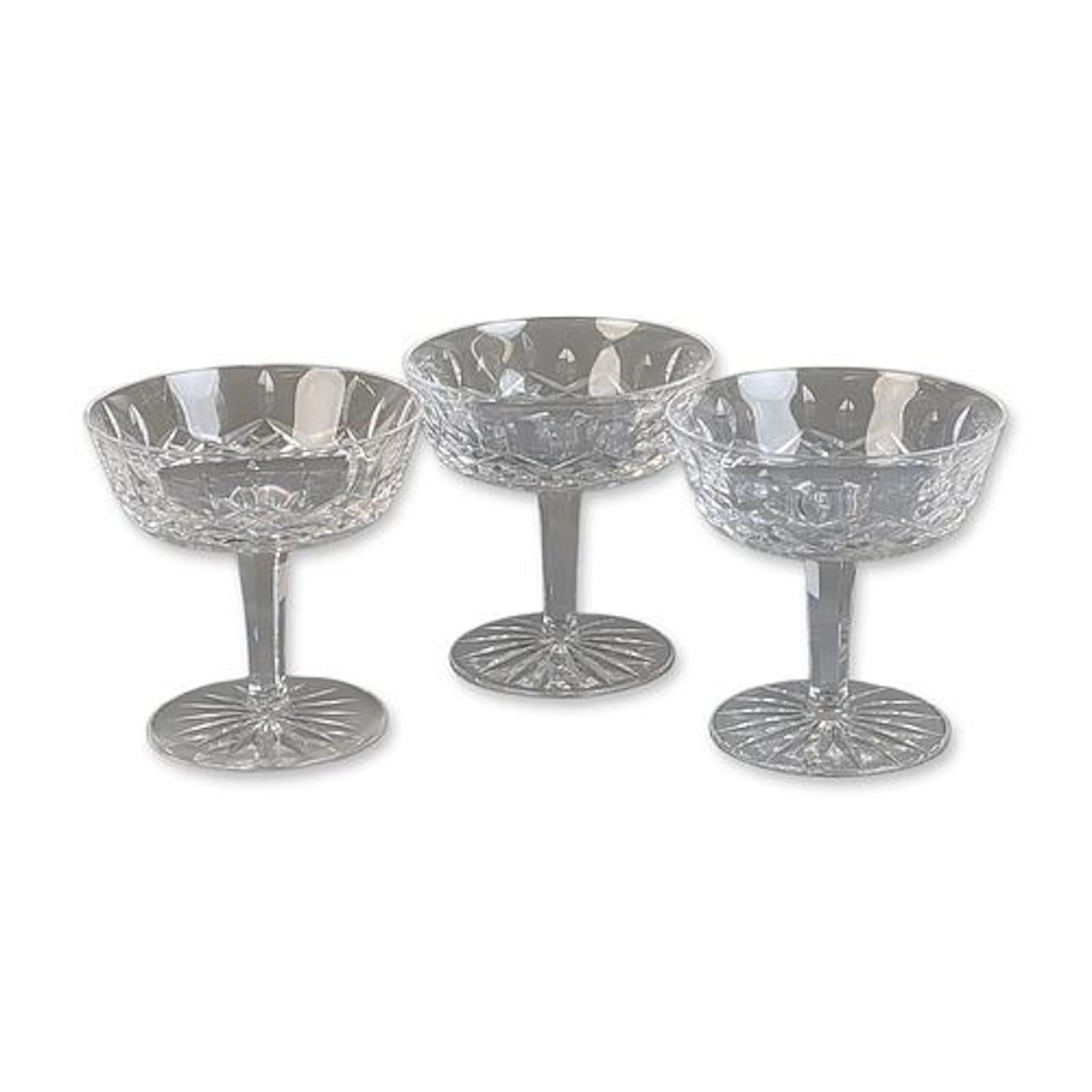3pc Waterford Crystal Champagne Coupes, Lismore