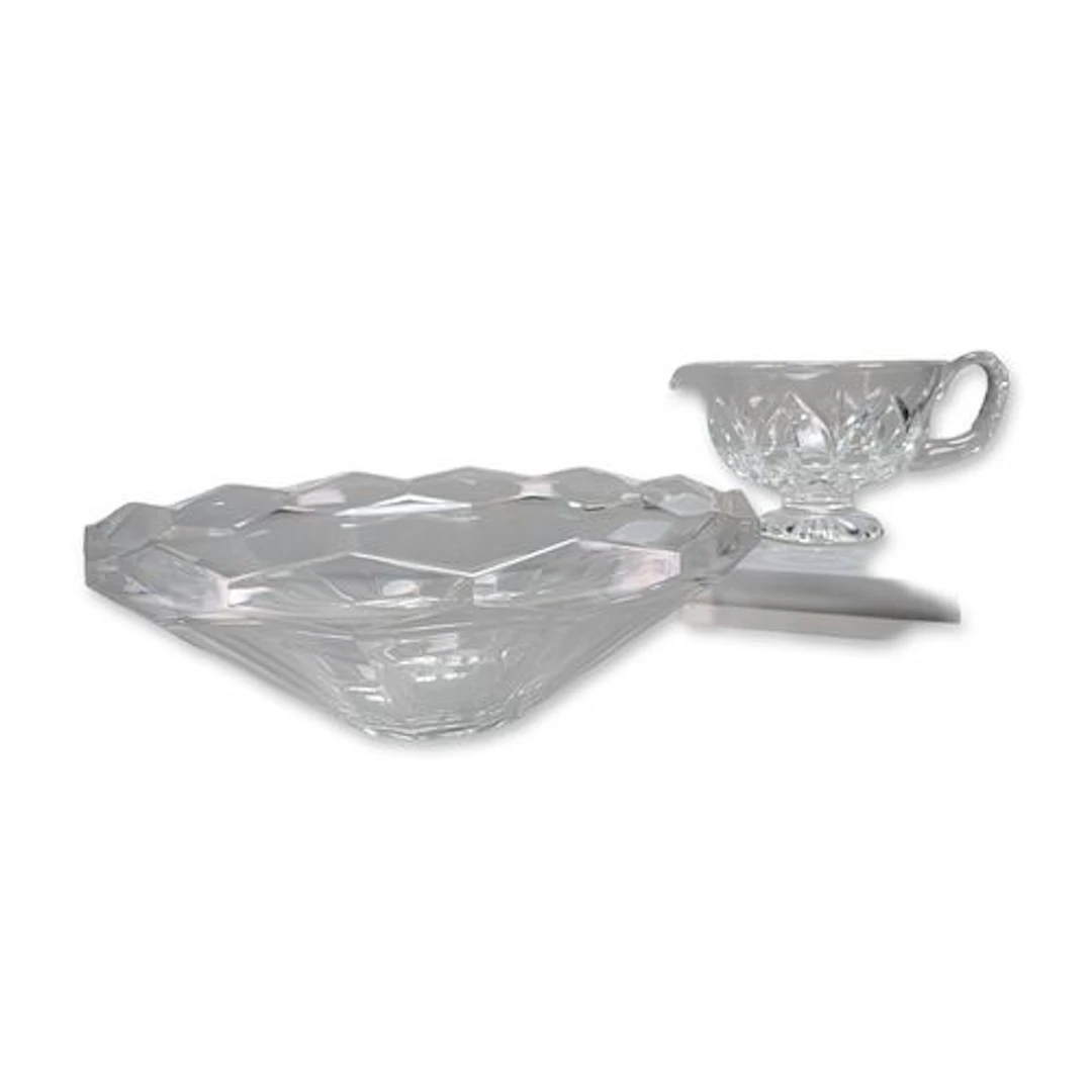 2pc Lenox Lead Crystal Creamer and Faceted Serving Bowl