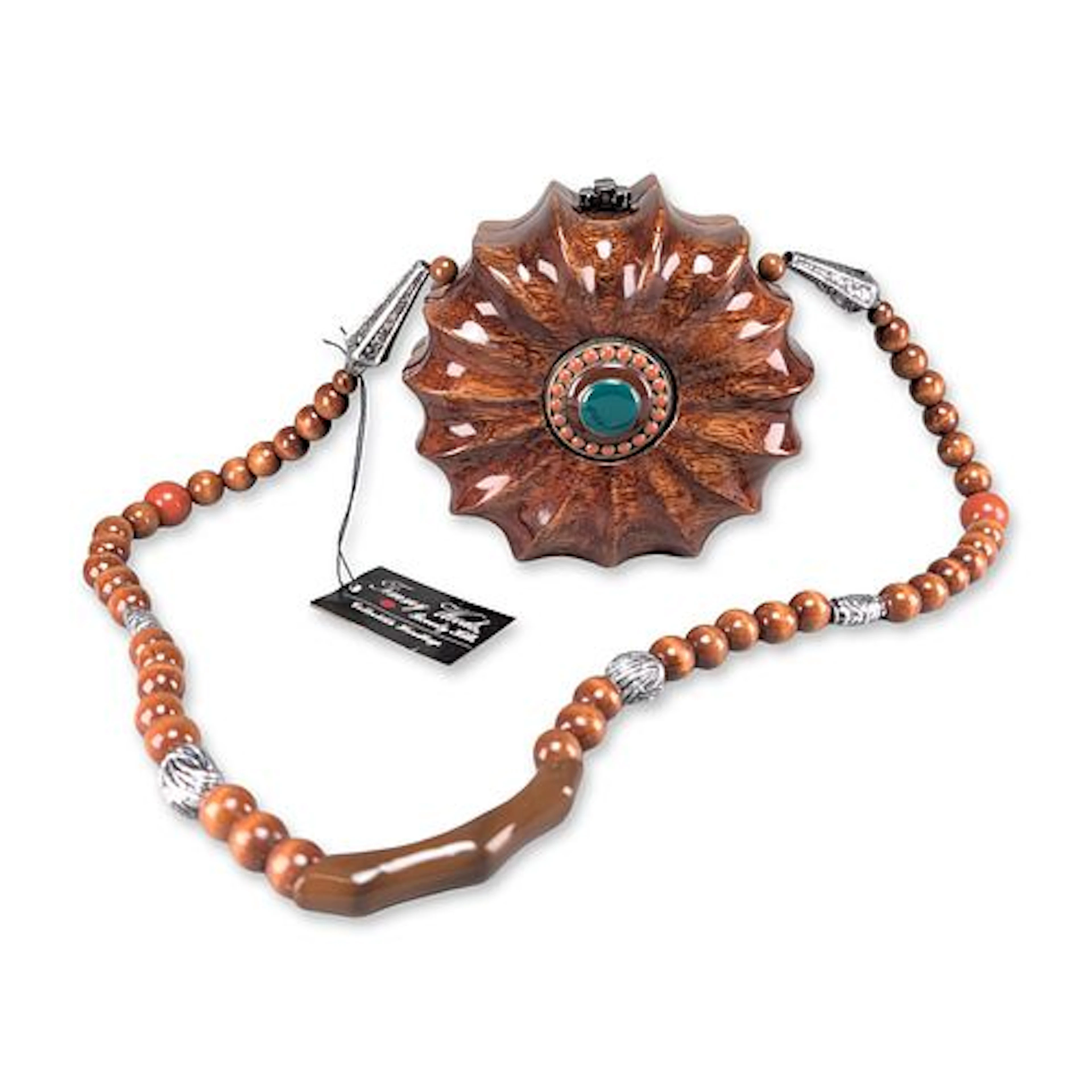 Timmy Woods Beverly Hills Gengis Carved Wood Handbag