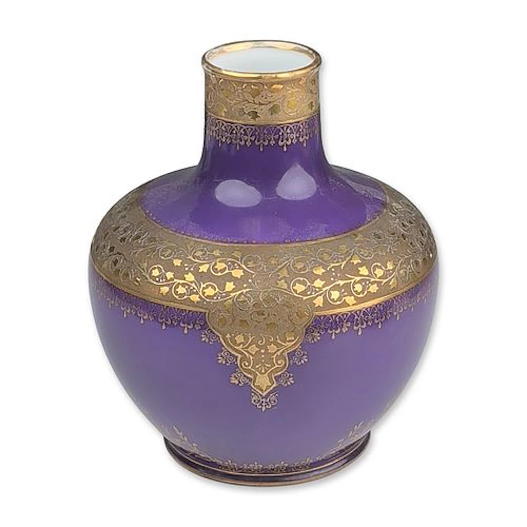 Royal Bayreuth Amethyst Porcelain Gilt Cabinet Vase