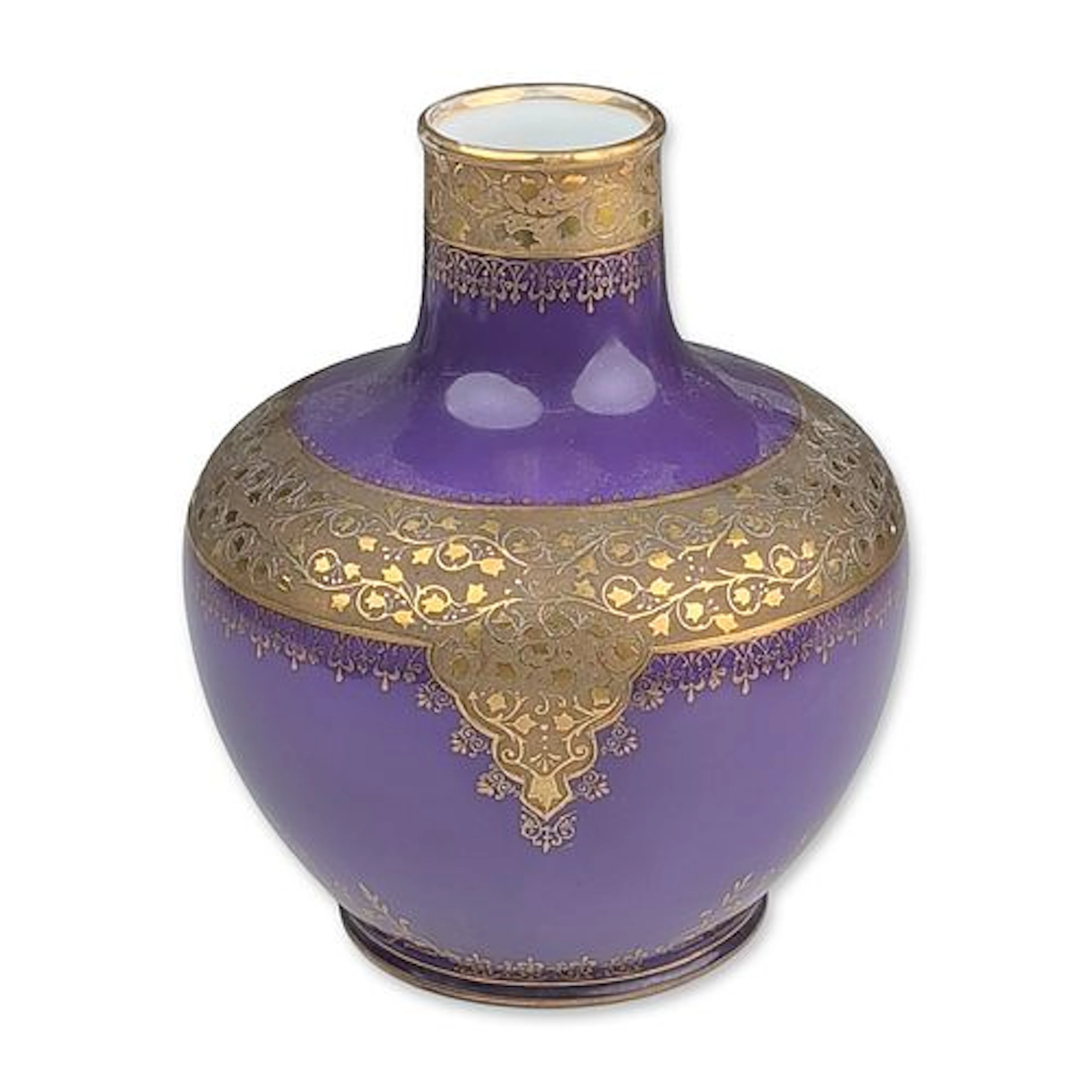 Royal Bayreuth Amethyst Porcelain Gilt Cabinet Vase