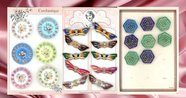 AN ASSORTMENT OF DIV. 3 COLORFUL CZECH GLASS BUTTONS
