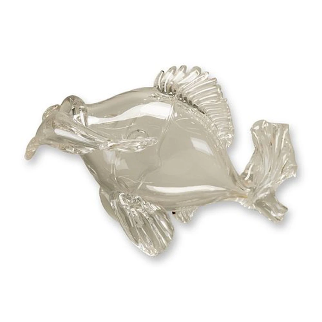 Jean Sala, French Art Deco Saint-Louis Crystal Fish Sculpture, Signed