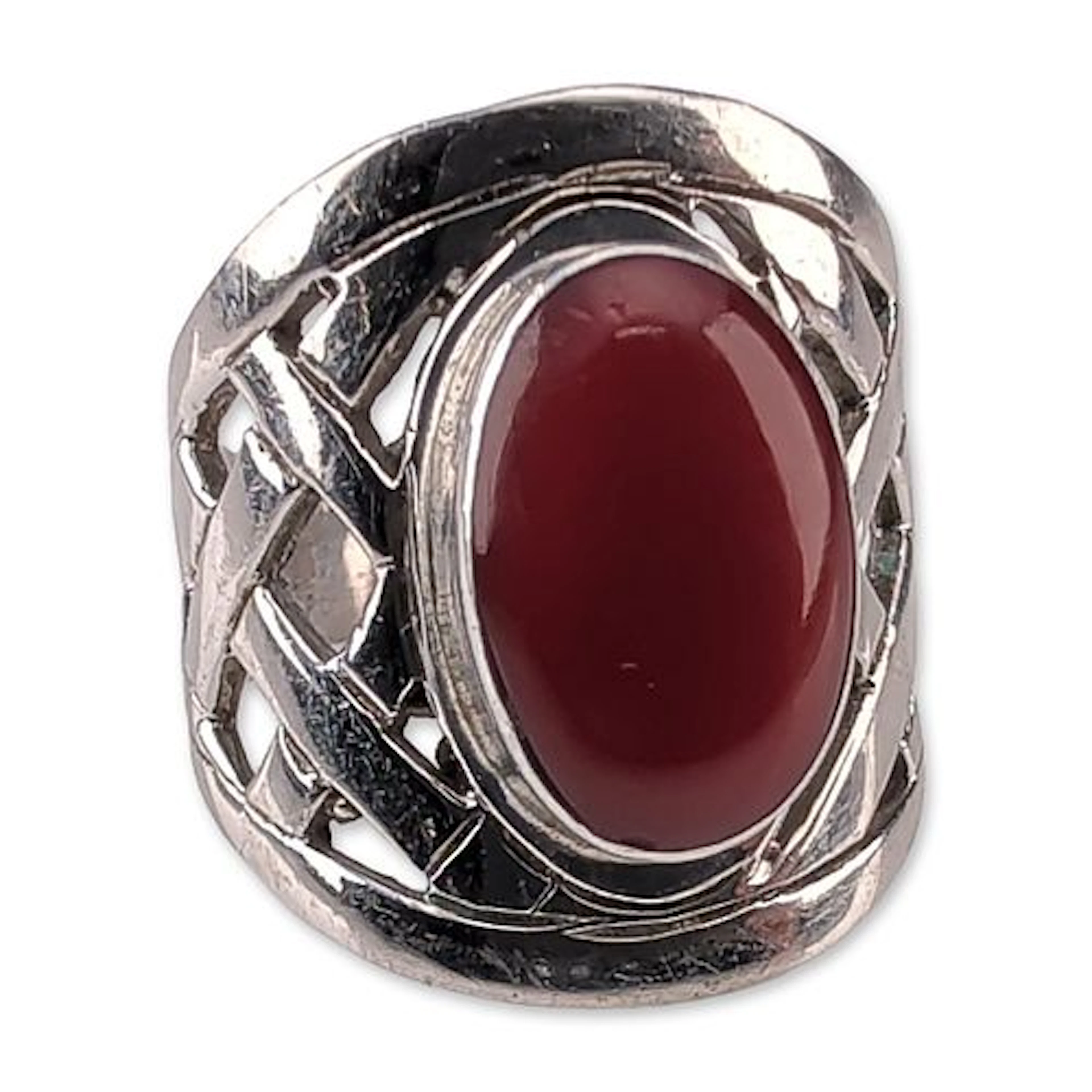 Mexican Sterling Silver and Carnelian Cabochon Ring