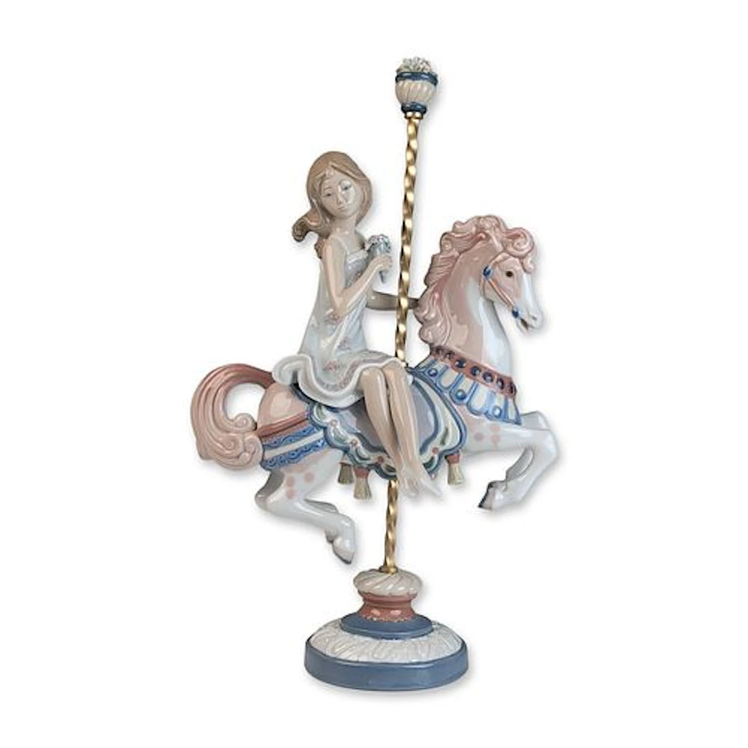 Lladro Porcelain Girl on Carousel Horse Figurine 01001469