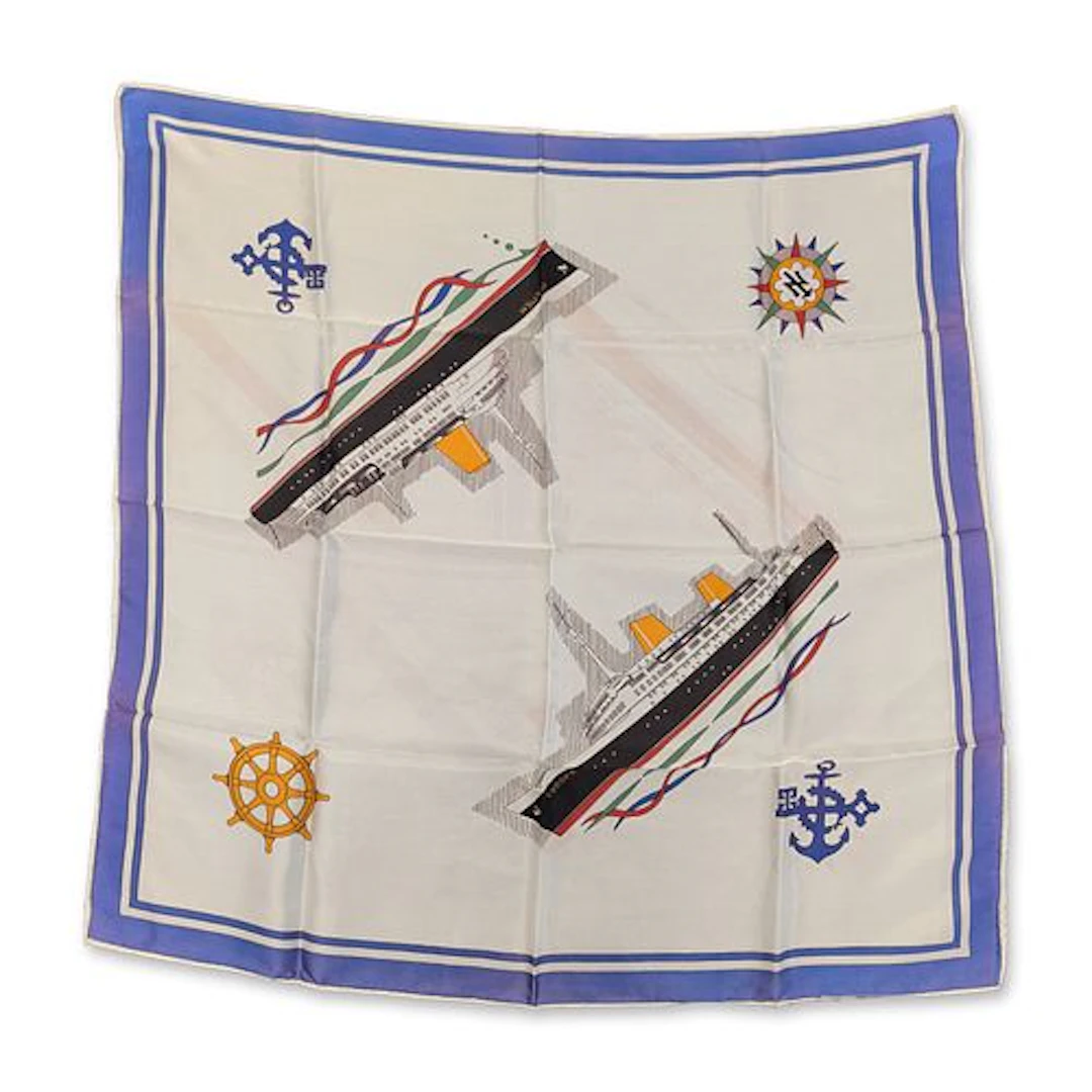 1910s Norddeutscher Lloyd Bremen and Europa Souvenir Silk Scarf