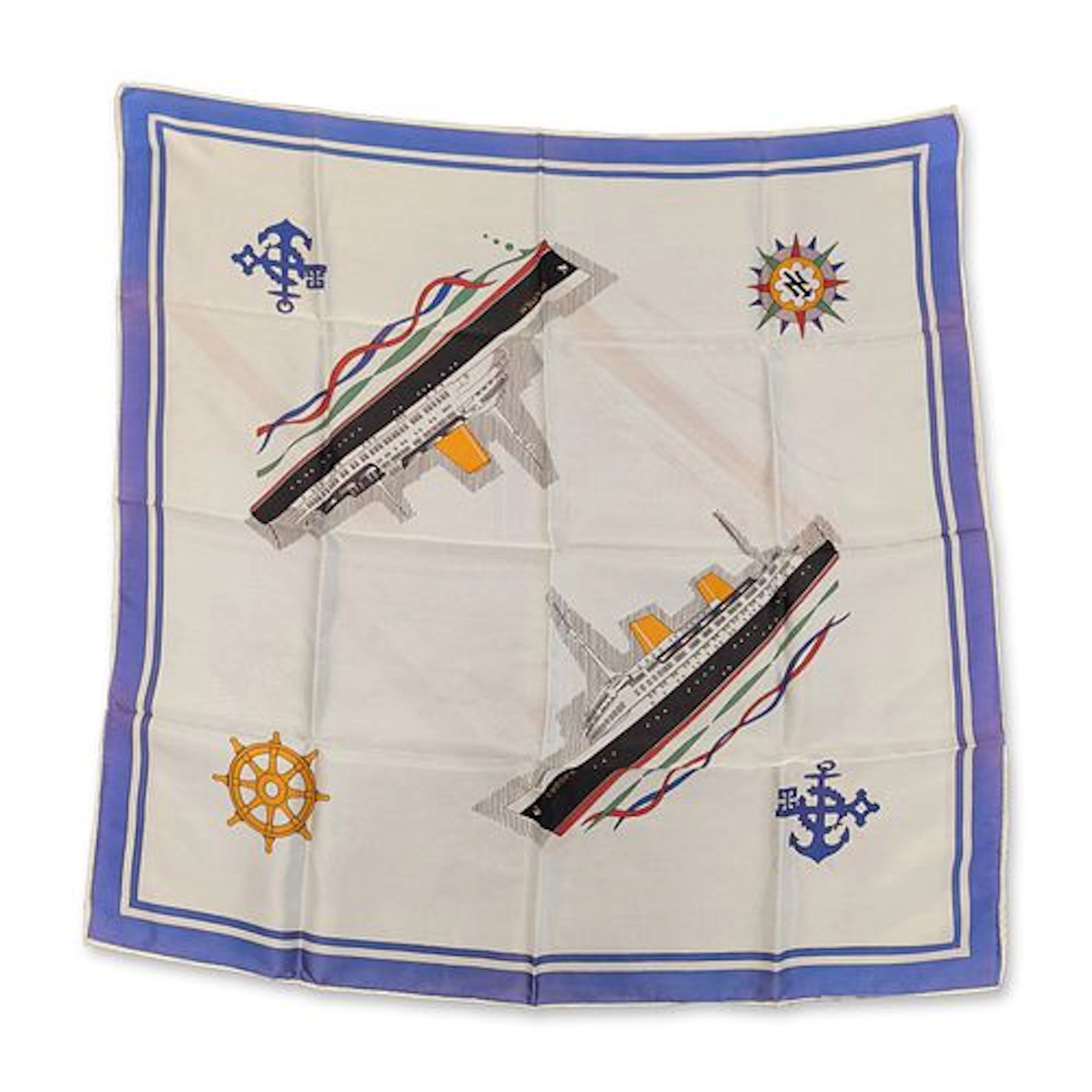 1910s Norddeutscher Lloyd Bremen and Europa Souvenir Silk Scarf