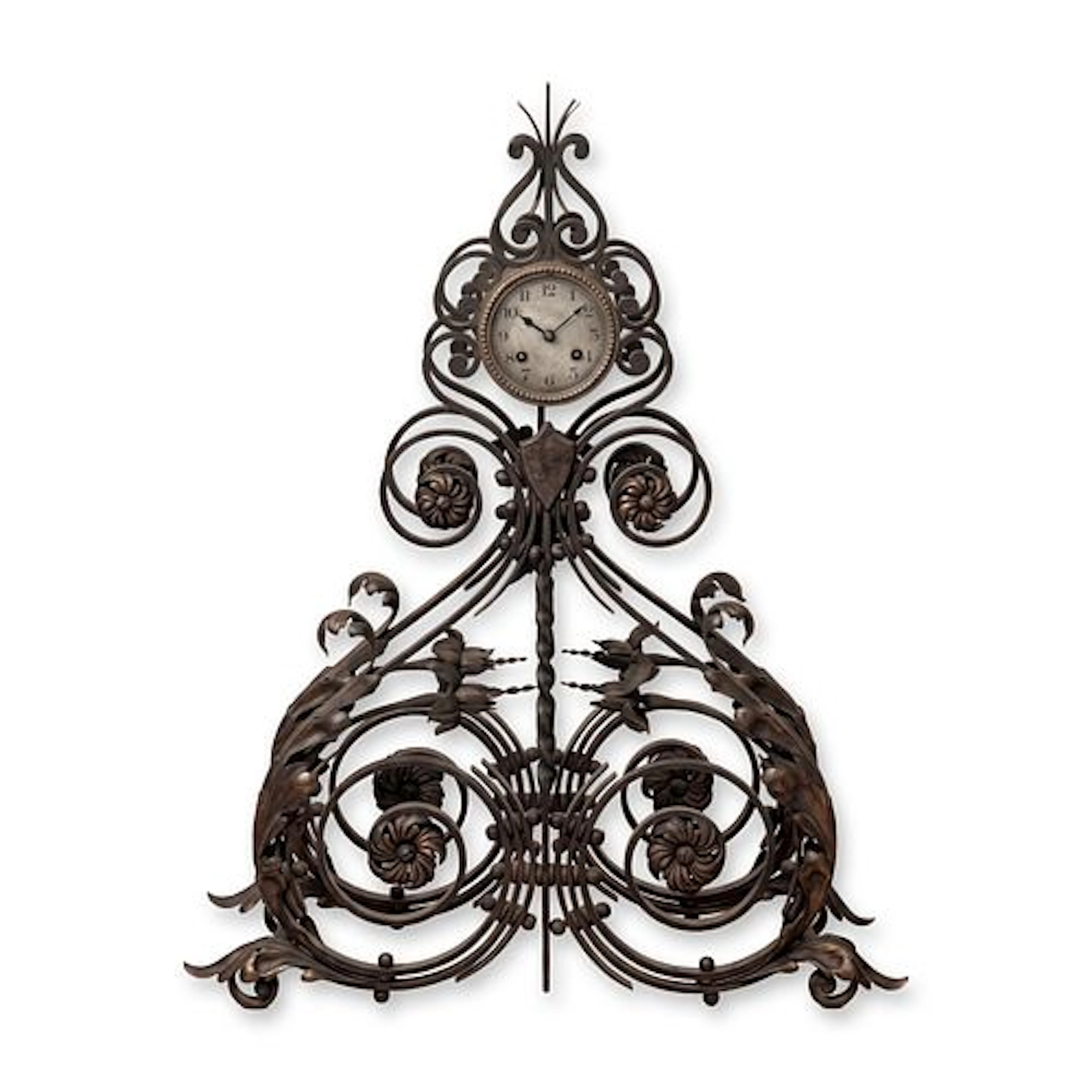 French Louis XV Style Wrought Iron Cartel Clock, 19th Century