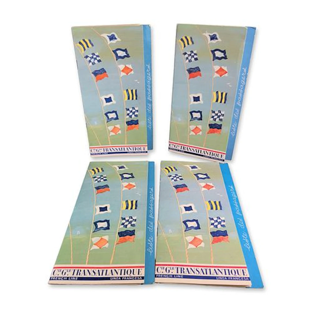 4pc French Line SS France 1970s Passenger Lists and Sailing Schedules