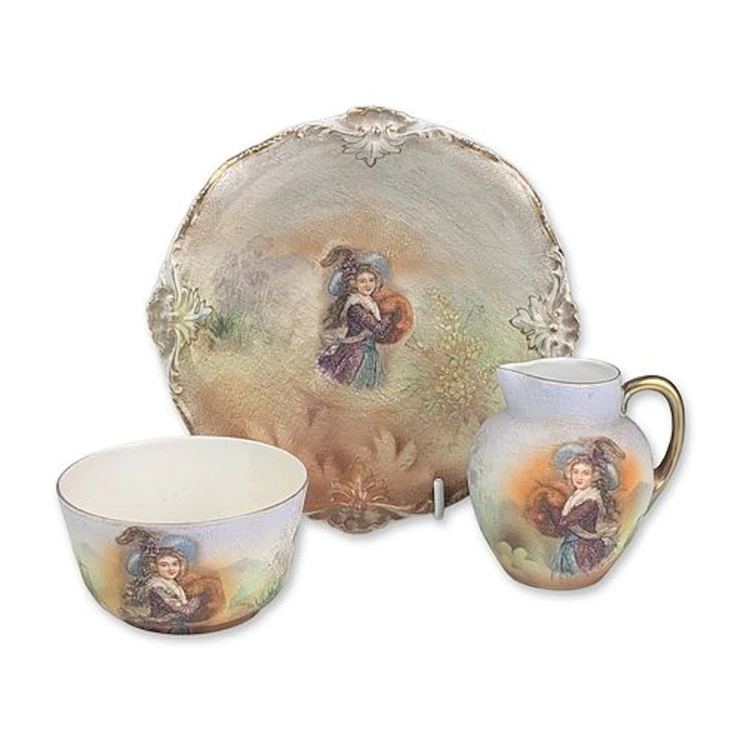 3pc Royal Bayreuth Bavaria Porcelain Tapestry Trio