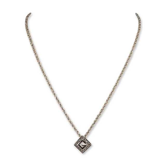 Givenchy Silvertone Rhinestone Logo Pendant Necklace