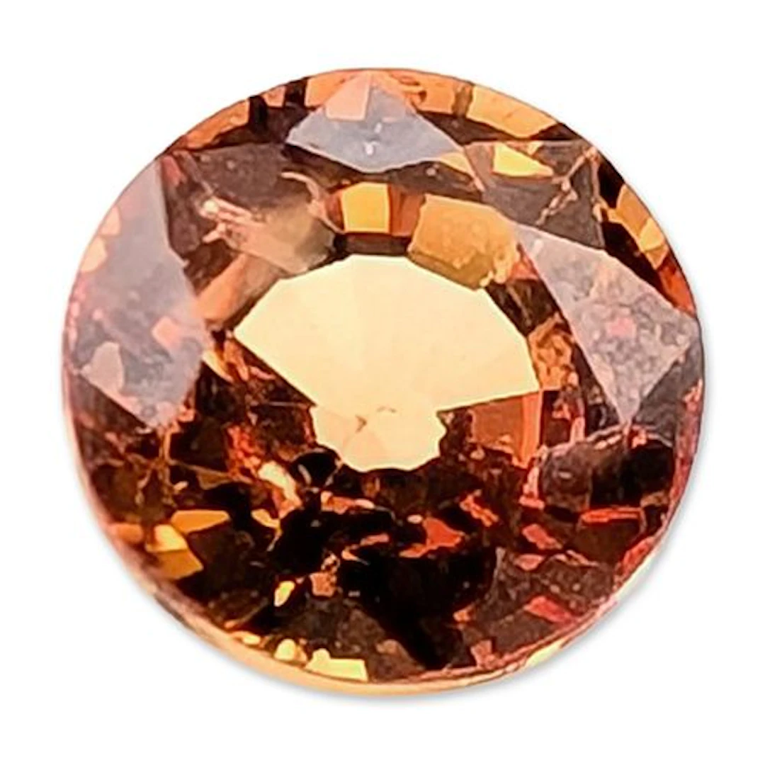 Round Brilliant Cut Cognac Colored Loose Sapphire Gemstone