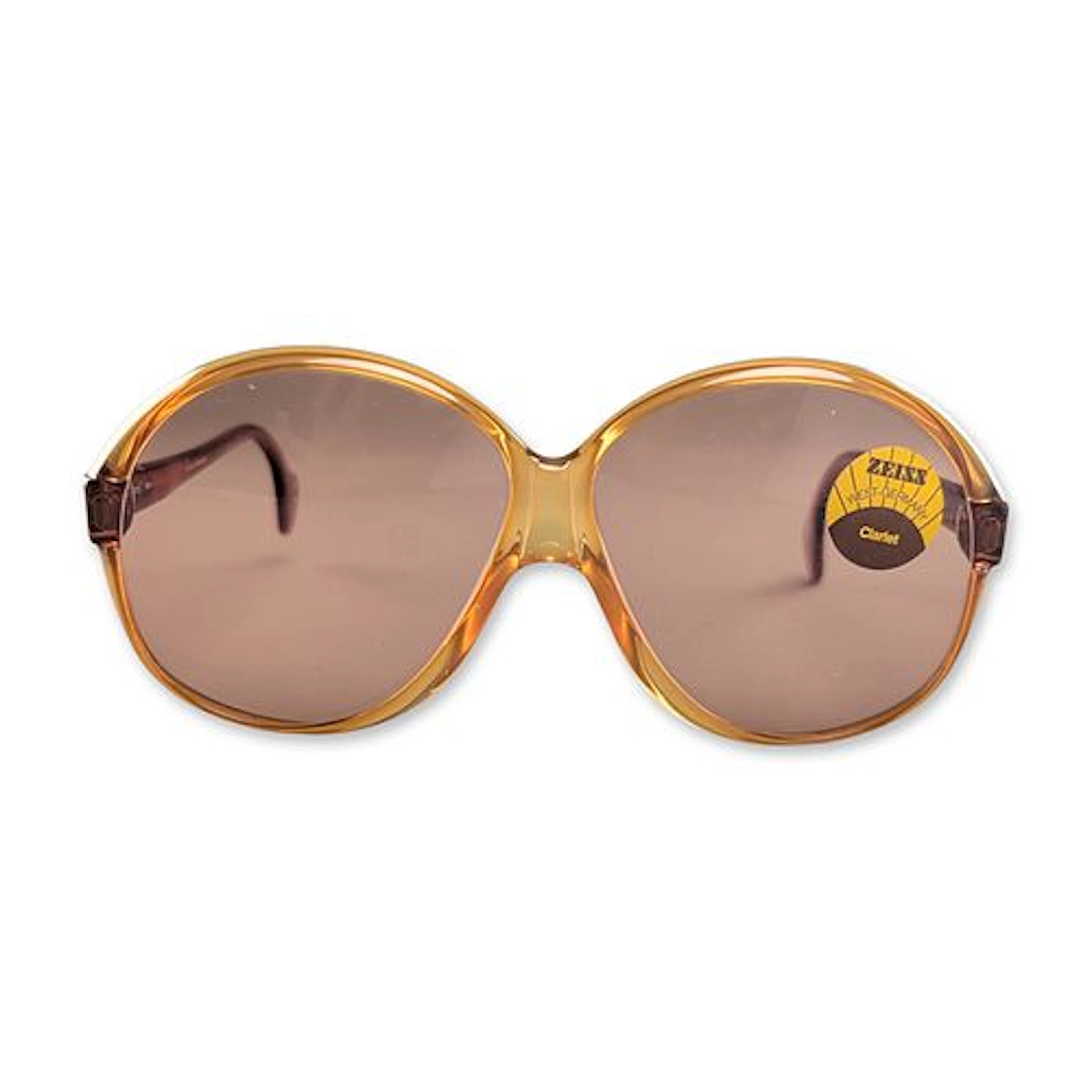 Zeiss West Germany Oversized Amber Plastic Sunglasses with Adjustable Strap