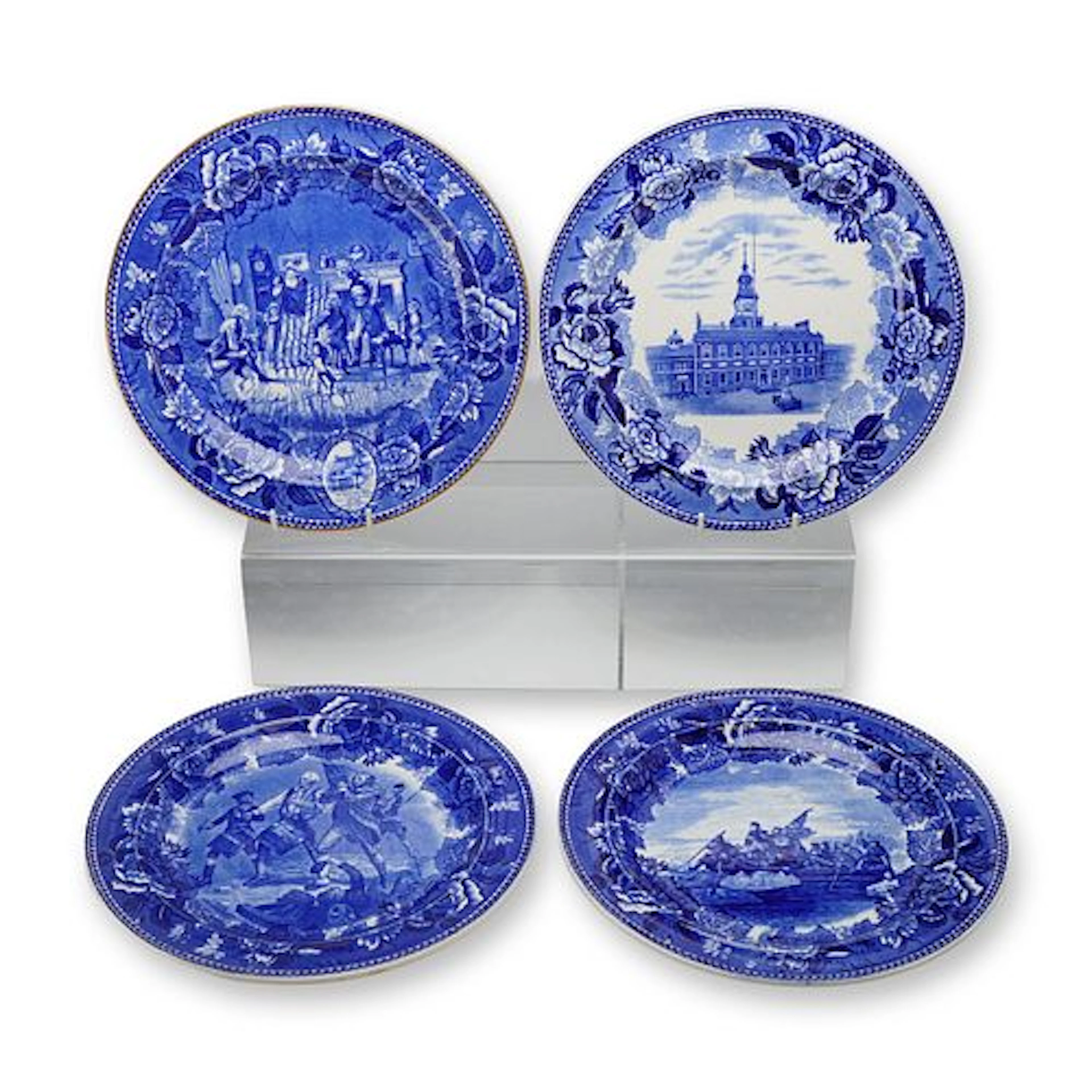 4pc Wedgwood Historical American Blue Transferware Plates