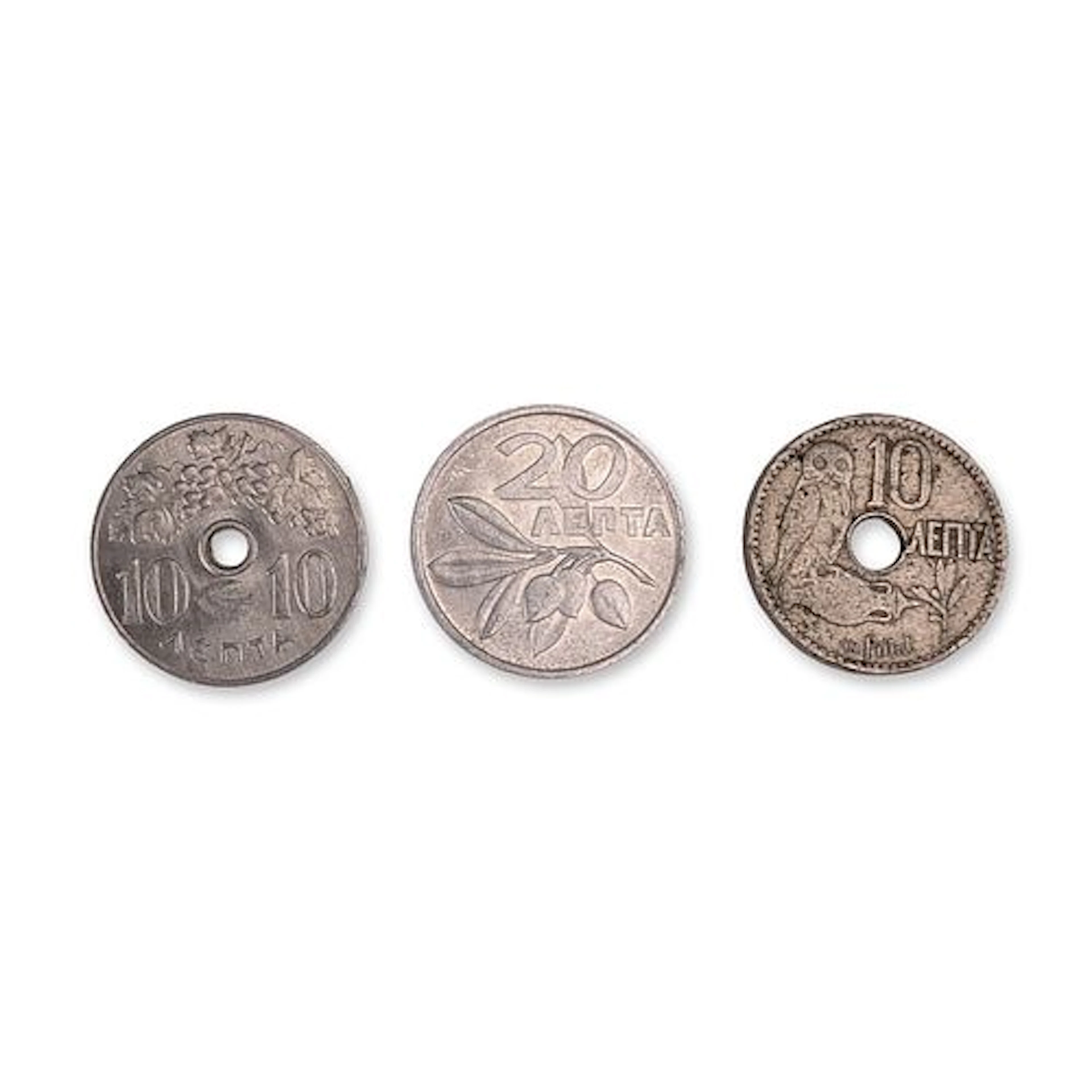 Three 1912-1973 Greece 10 Lepta Coins