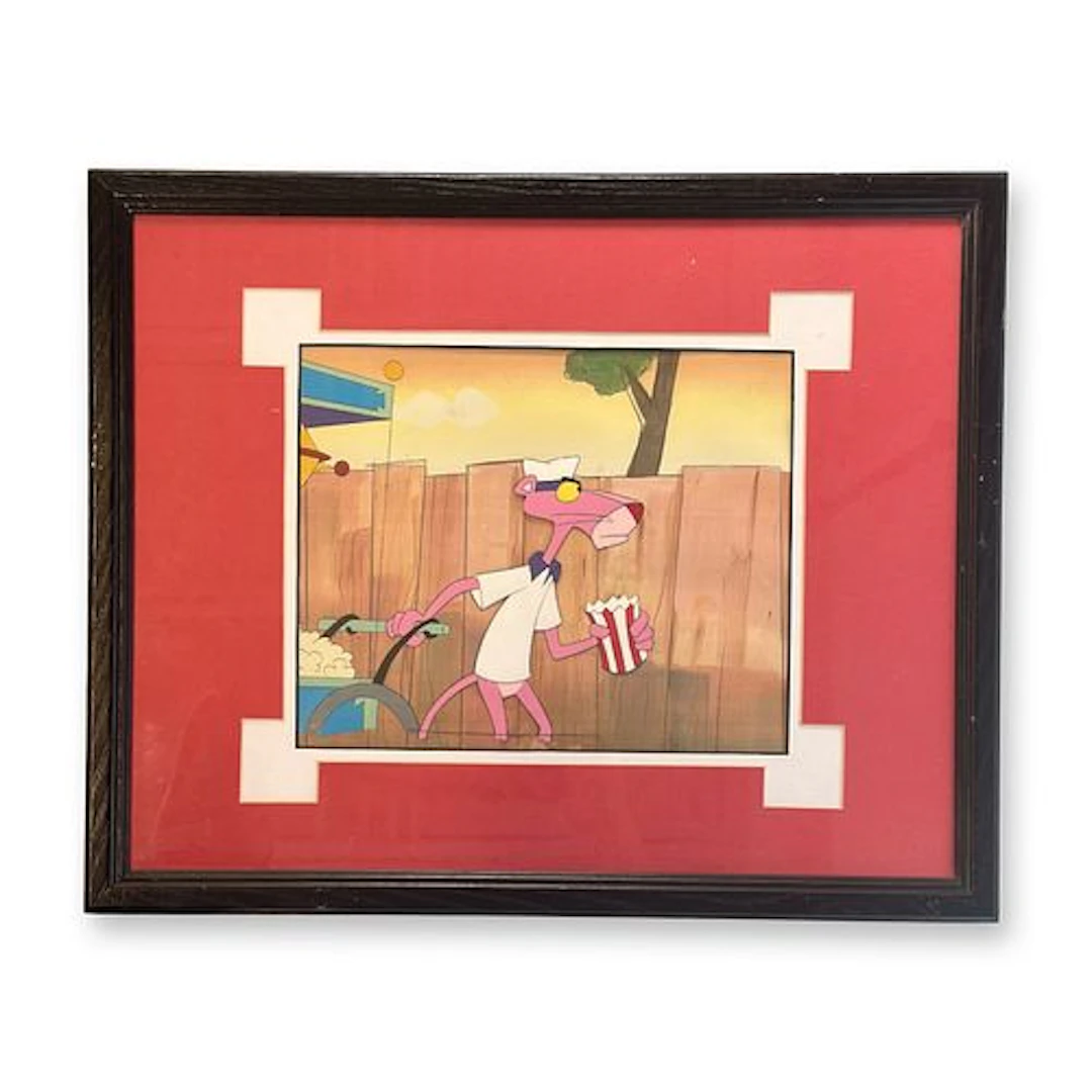 Pink Panther Original Production Cel and Drawing with Background