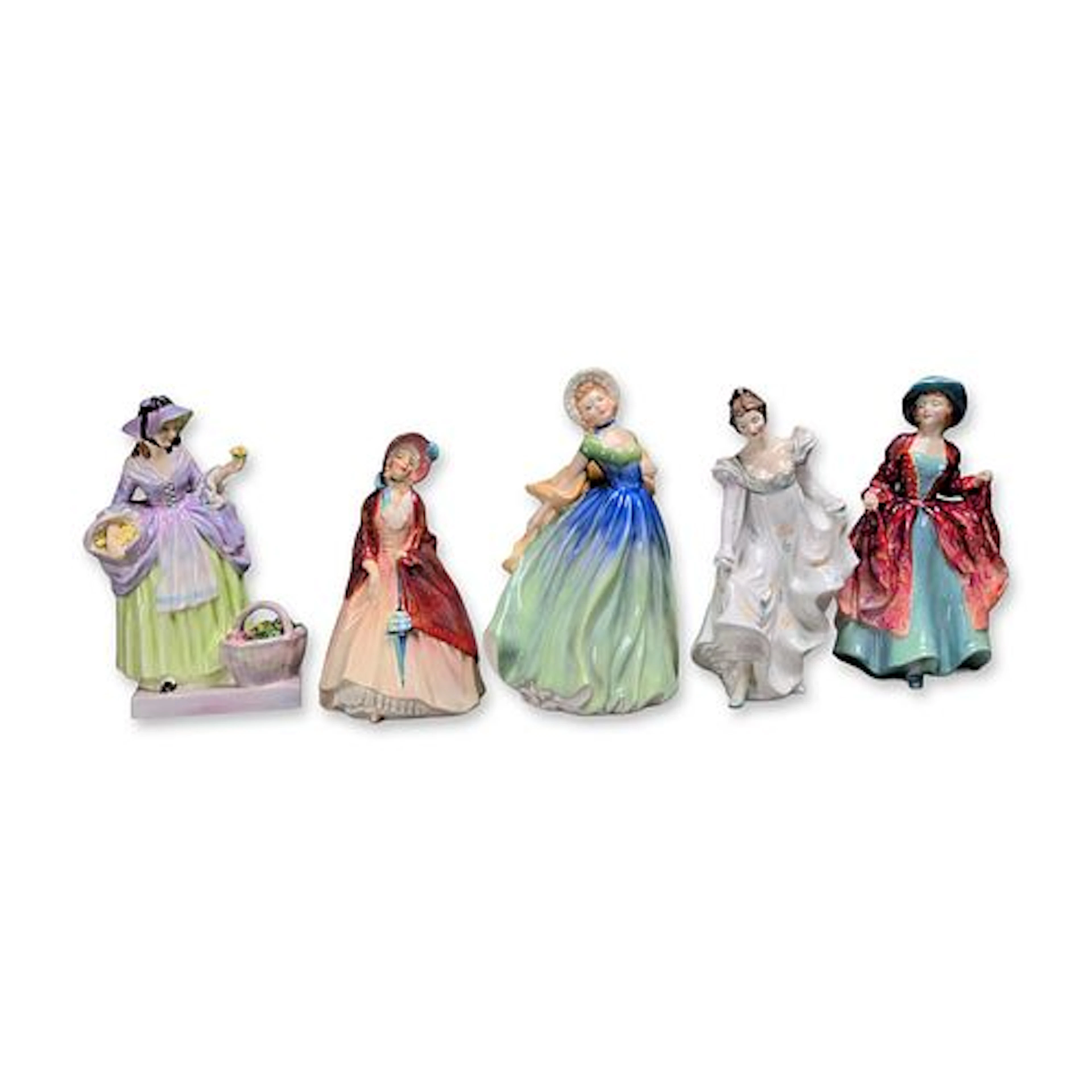 5pc Royal Doulton Bone China Lady Figurines