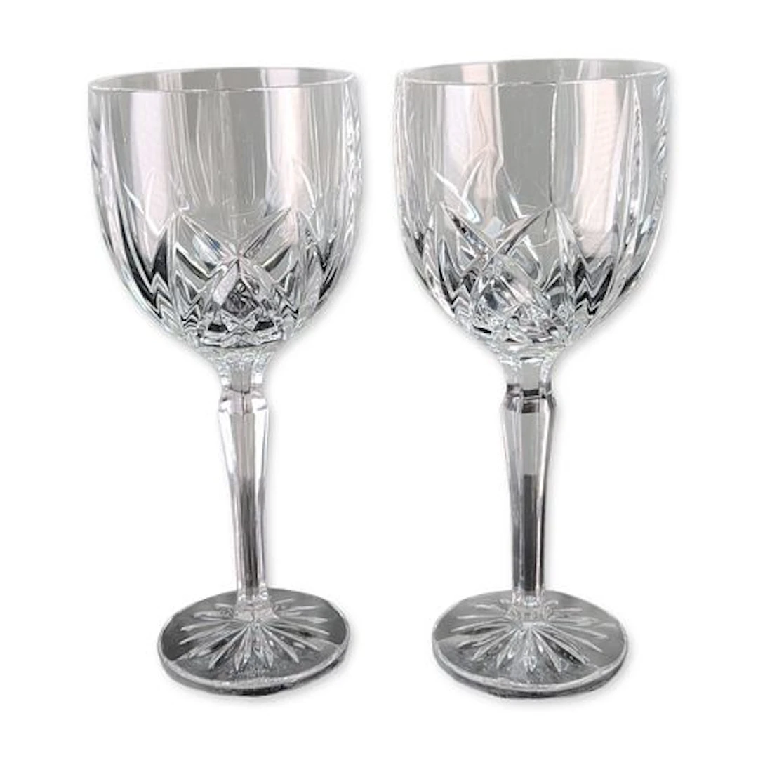 Pair of Marquis by Waterford Brookside Crystal Water Goblets