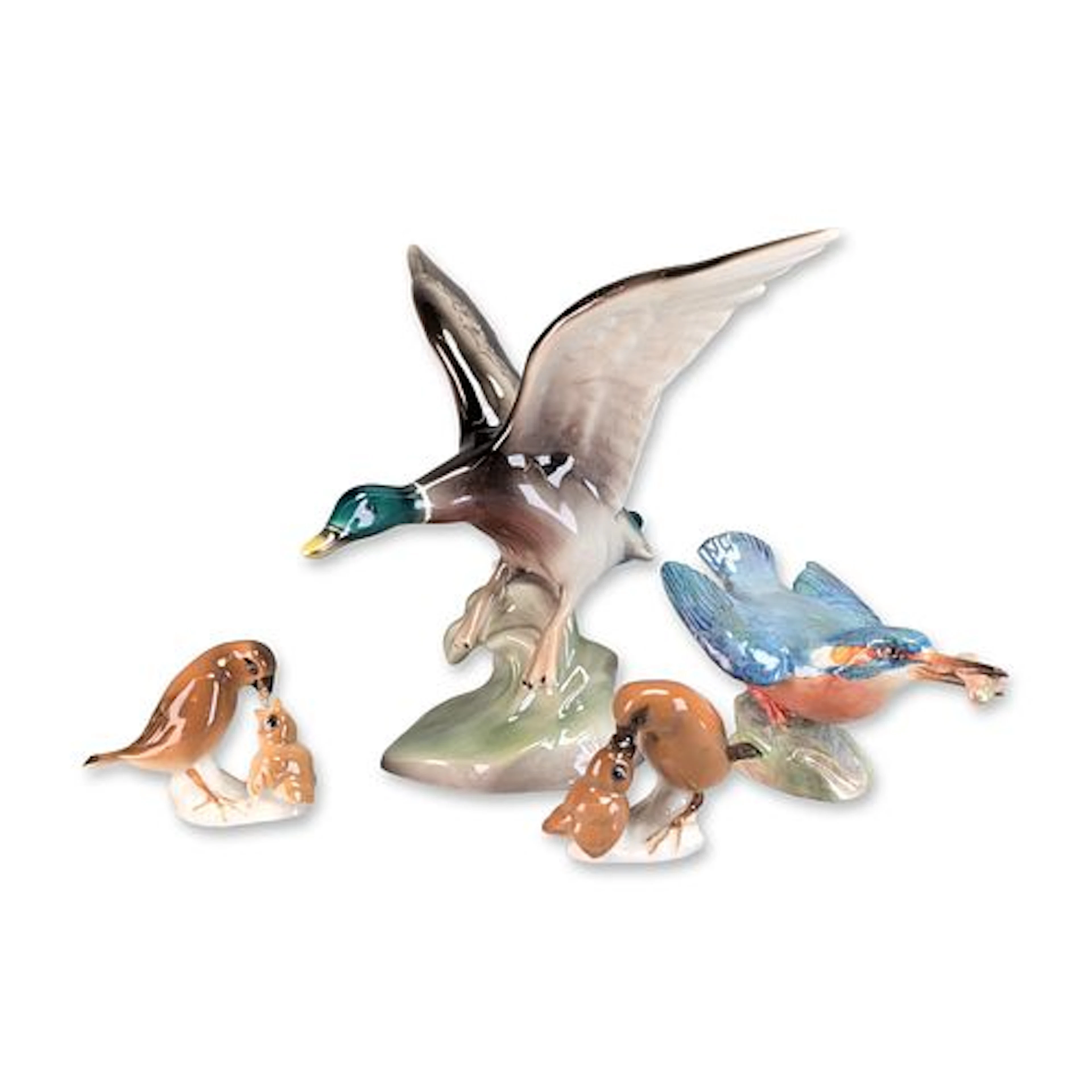 4pc Hutschenreuther, Royal Worcester, and Keramos Porcelain Bird Figurines