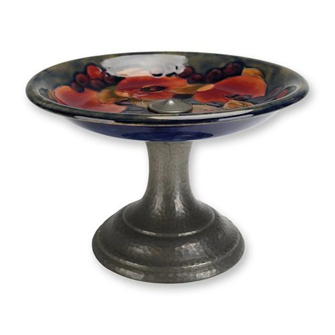 Moorcroft Pottery by William Moorcroft Pewter Mounted Tazza, Pomegranate